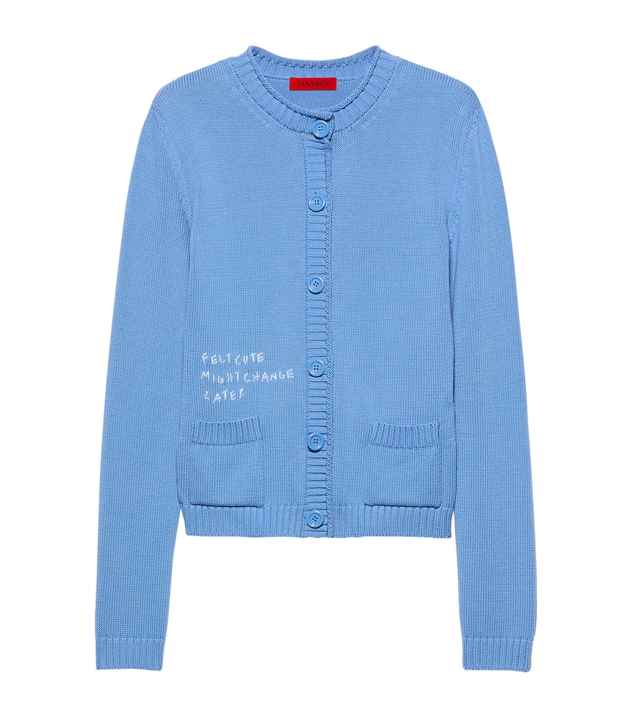 MAX&Co. Womens Cotton Embroidered Cardigan Sky Blue Image 1