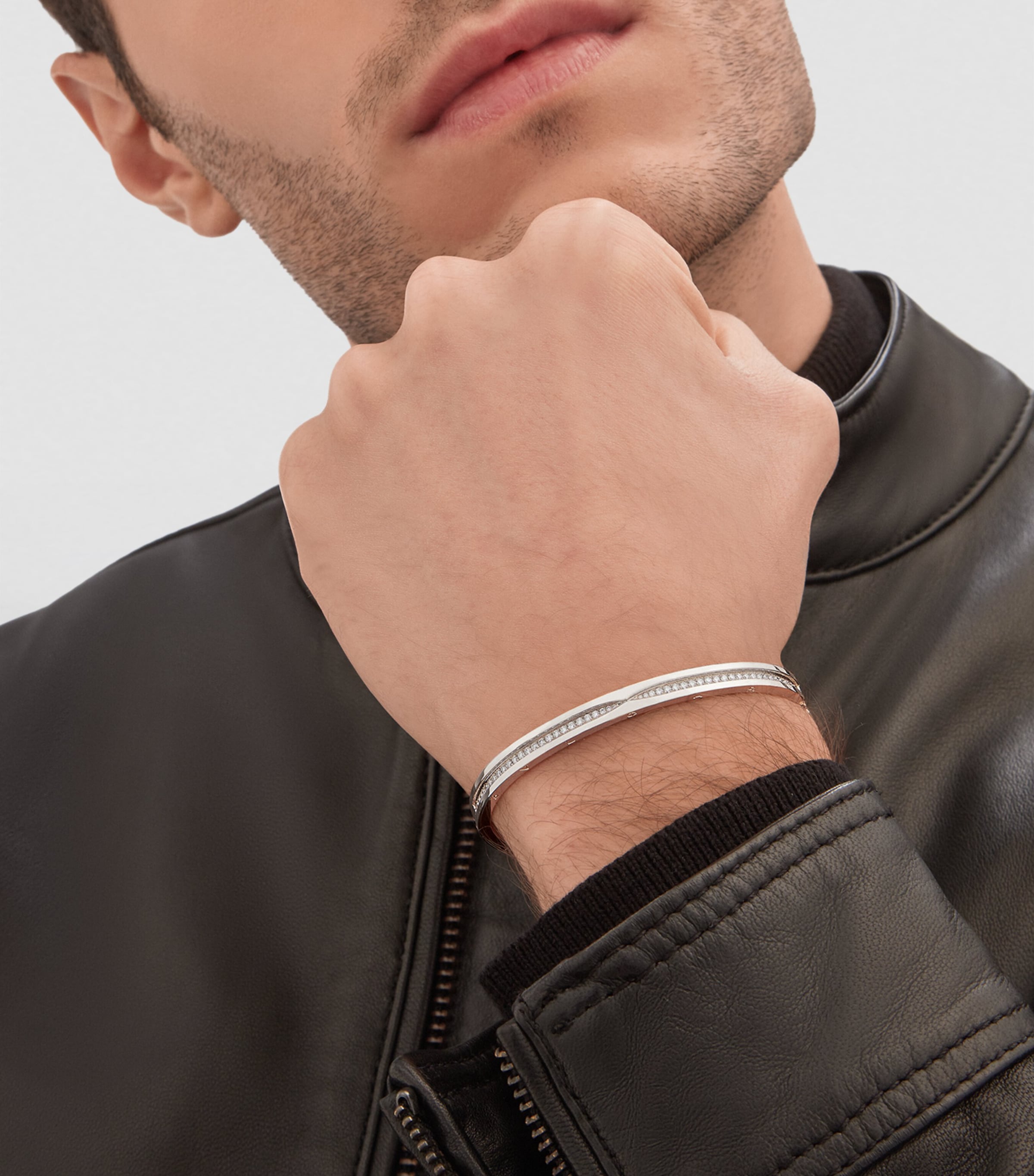 White Gold and Diamond B.zero1 Bangle WHITE GOLD Image 3