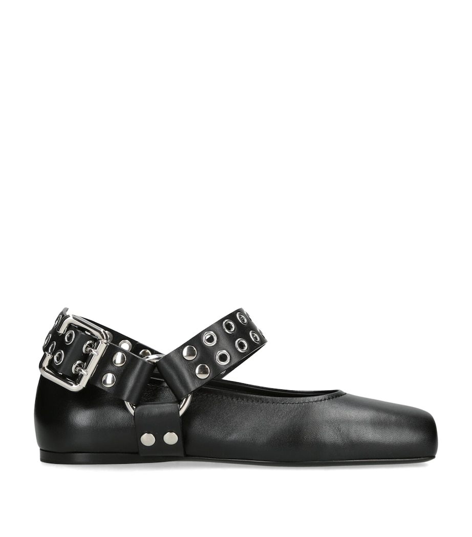 Alaïa Leather Biker Ballet Flats Black Image 1