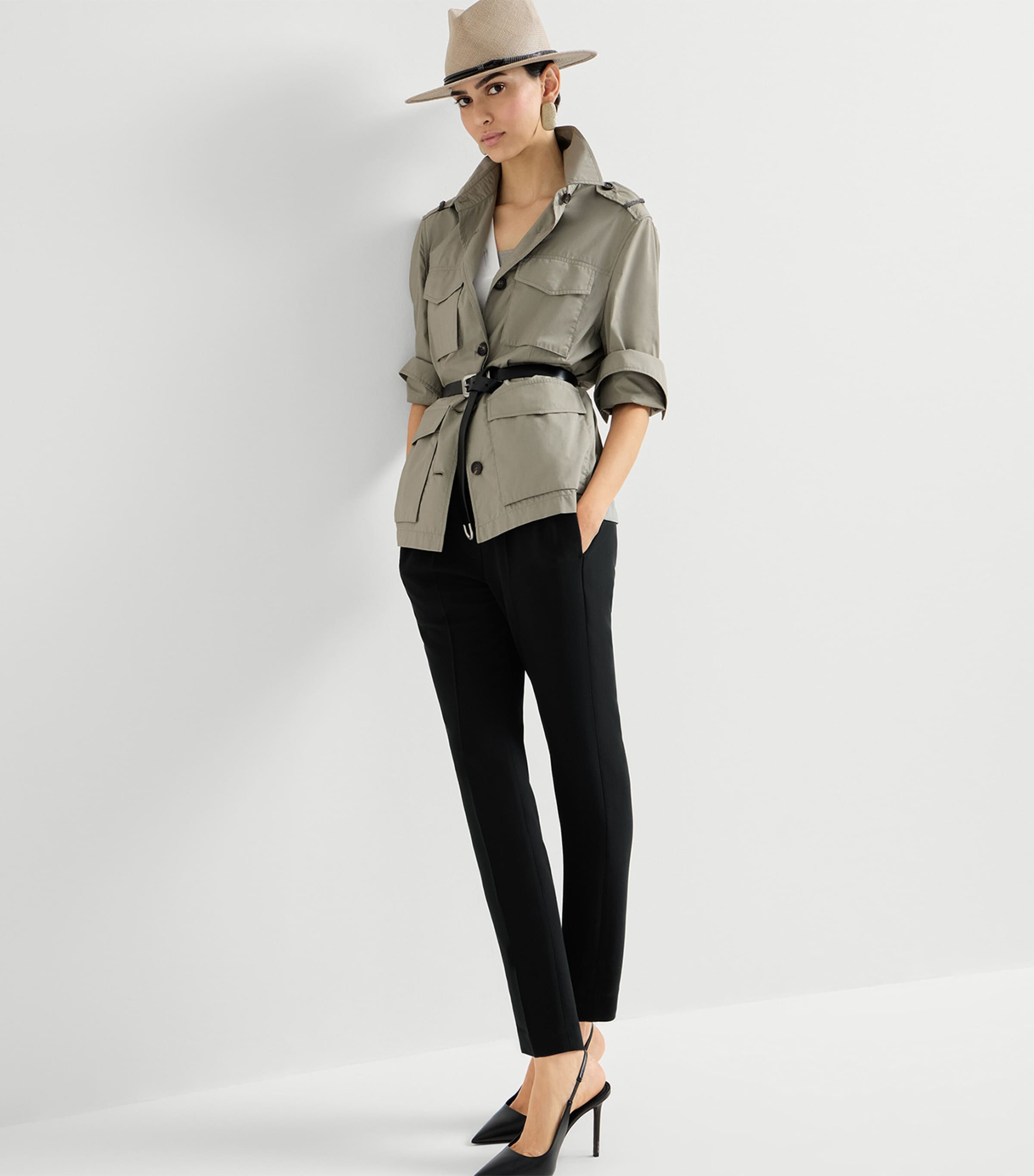 Brunello Cucinelli Womens Crepe Slim Trousers Image 4