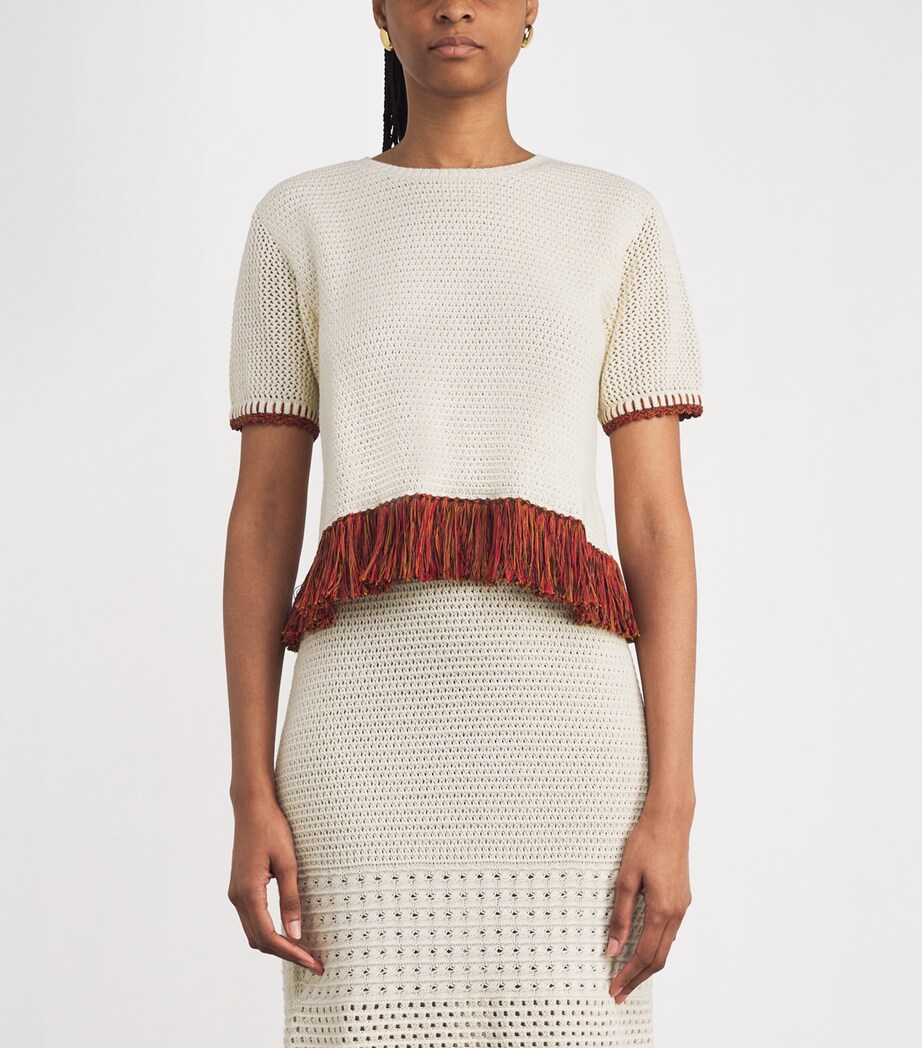 Crochet Fringe Amada T-Shirt IVORY Image 3