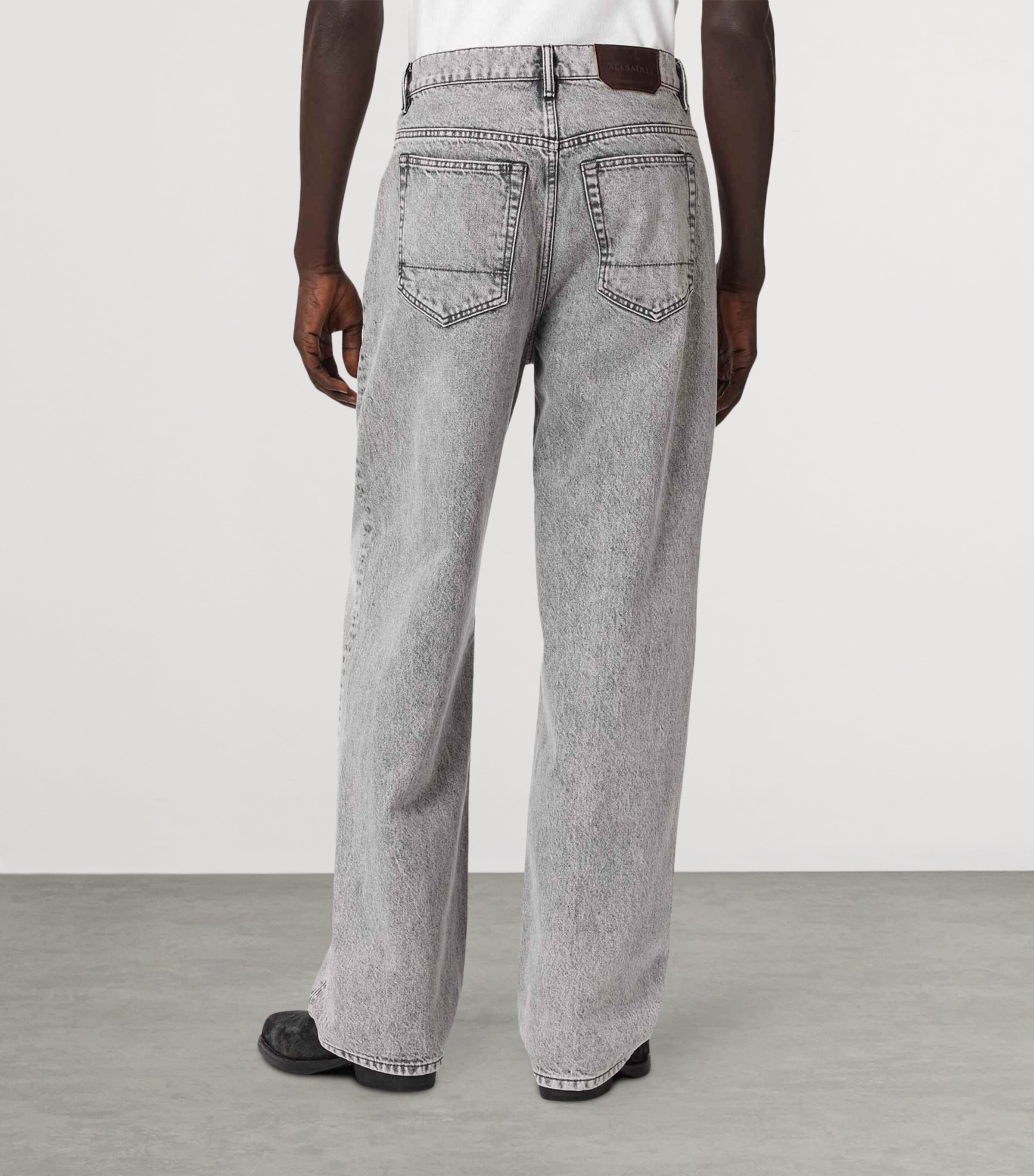 AllSaints Mens Rivet Slouch Tapered Jeans Washed Grey Image 4