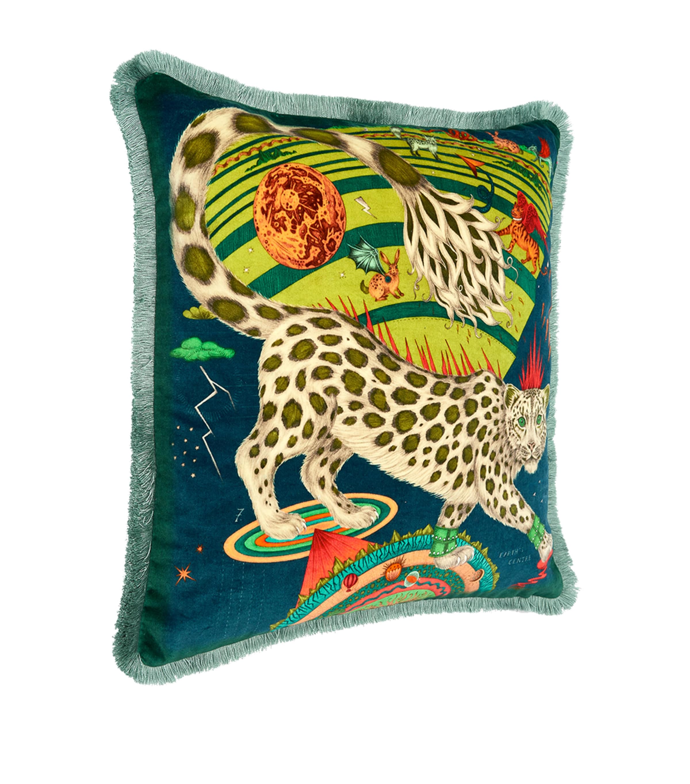 Velvet Snow Leopard Cushion (46cm x 46cm) FOREST Image 4
