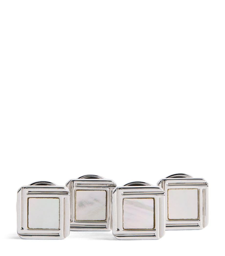 Babette Wasserman Rhodium-Plated Celtic Mother of Pearl Cufflinks Set Mother Of Pearl Image 1