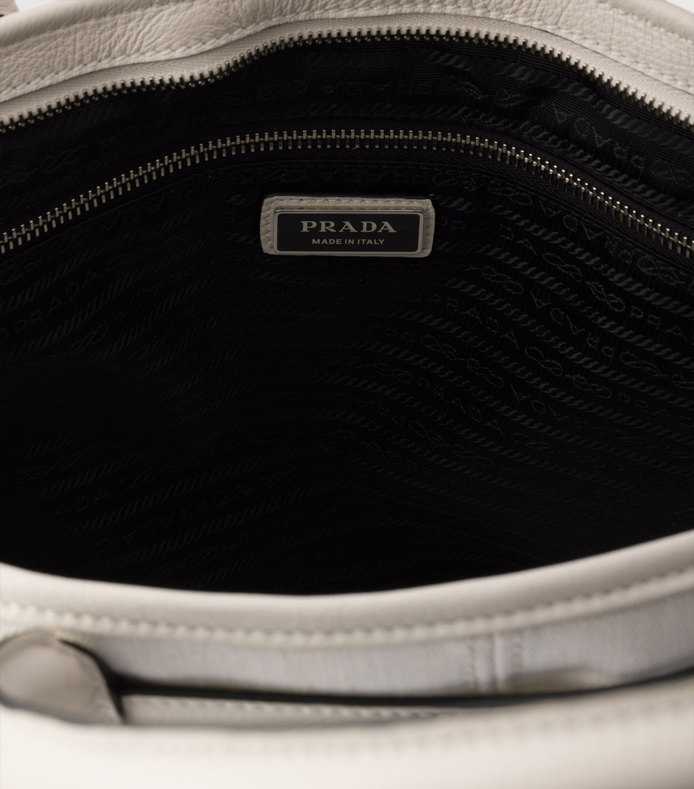 Prada Cotton-Leather Bonnie Tote Bag White Image 7