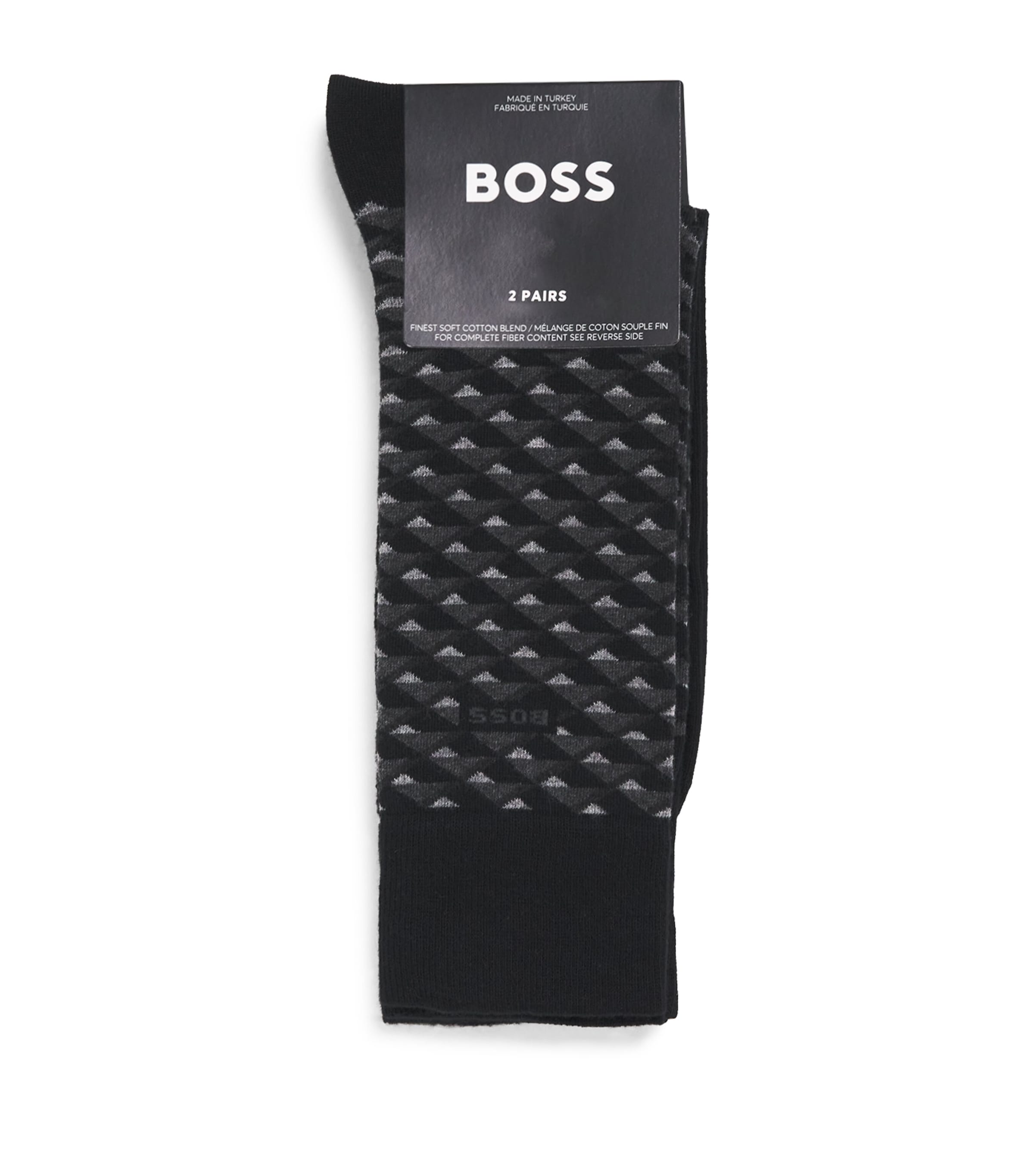 BOSS Mens Cotton-Blend Mini Pattern Socks (Pack of 2) Image 1