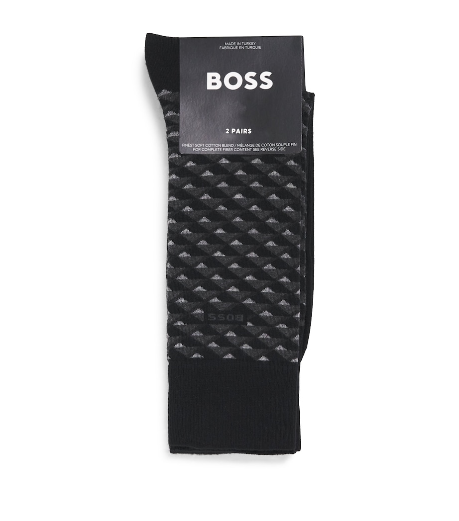 BOSS Mens Cotton-Blend Mini Pattern Socks (Pack of 2) Image 1