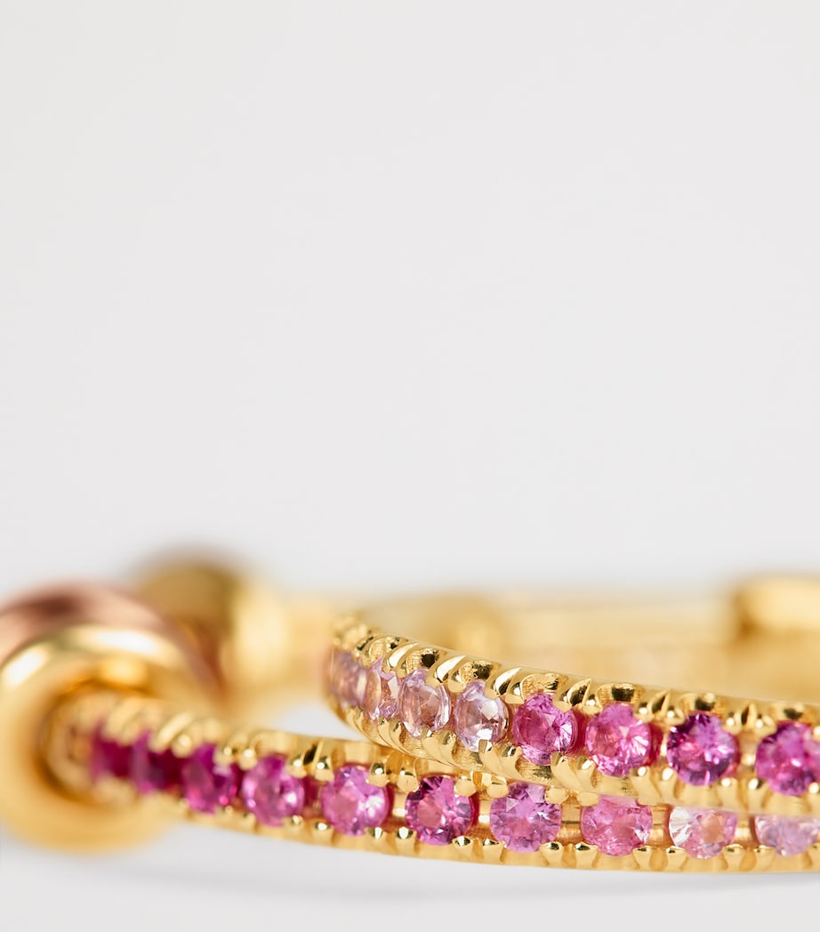 Mixed Gold and Sapphire Argo Demi Hoop Earrings MIXED GOLD Image 6