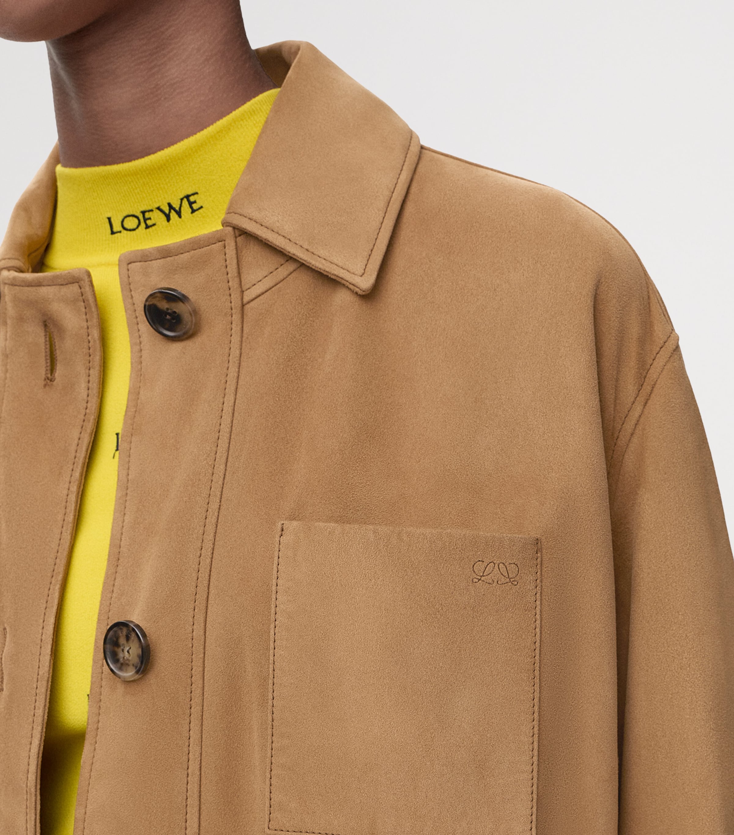 LOEWE Womens Suede Workwear Jacket Tan Image 6