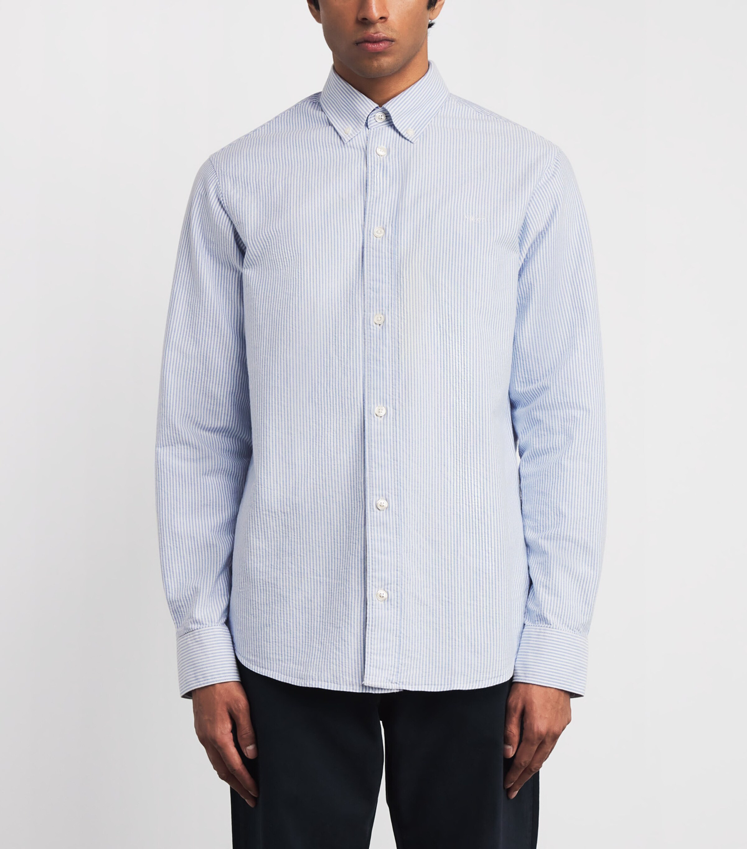 Organic Cotton Stripe Oxford Shirt BLUE STRIPE Image 3