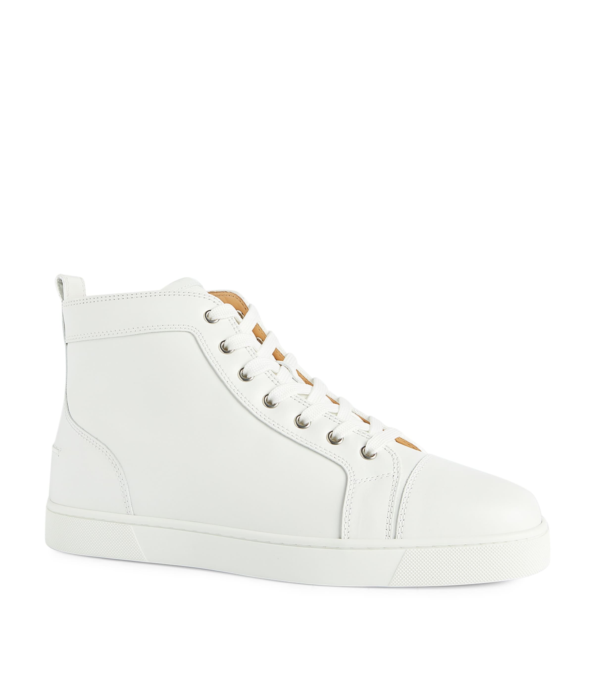 Christian Louboutin Louis Orlato Full-grain Leather High-top Sneakers In White