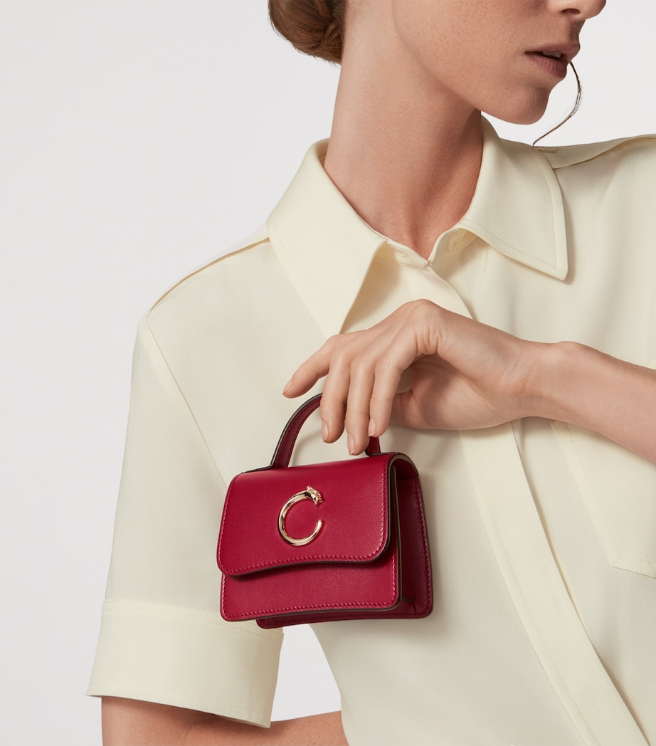 Cartier Micro Leather Panthère de Cartier Top-Handle Bag Cherry Red Image 2