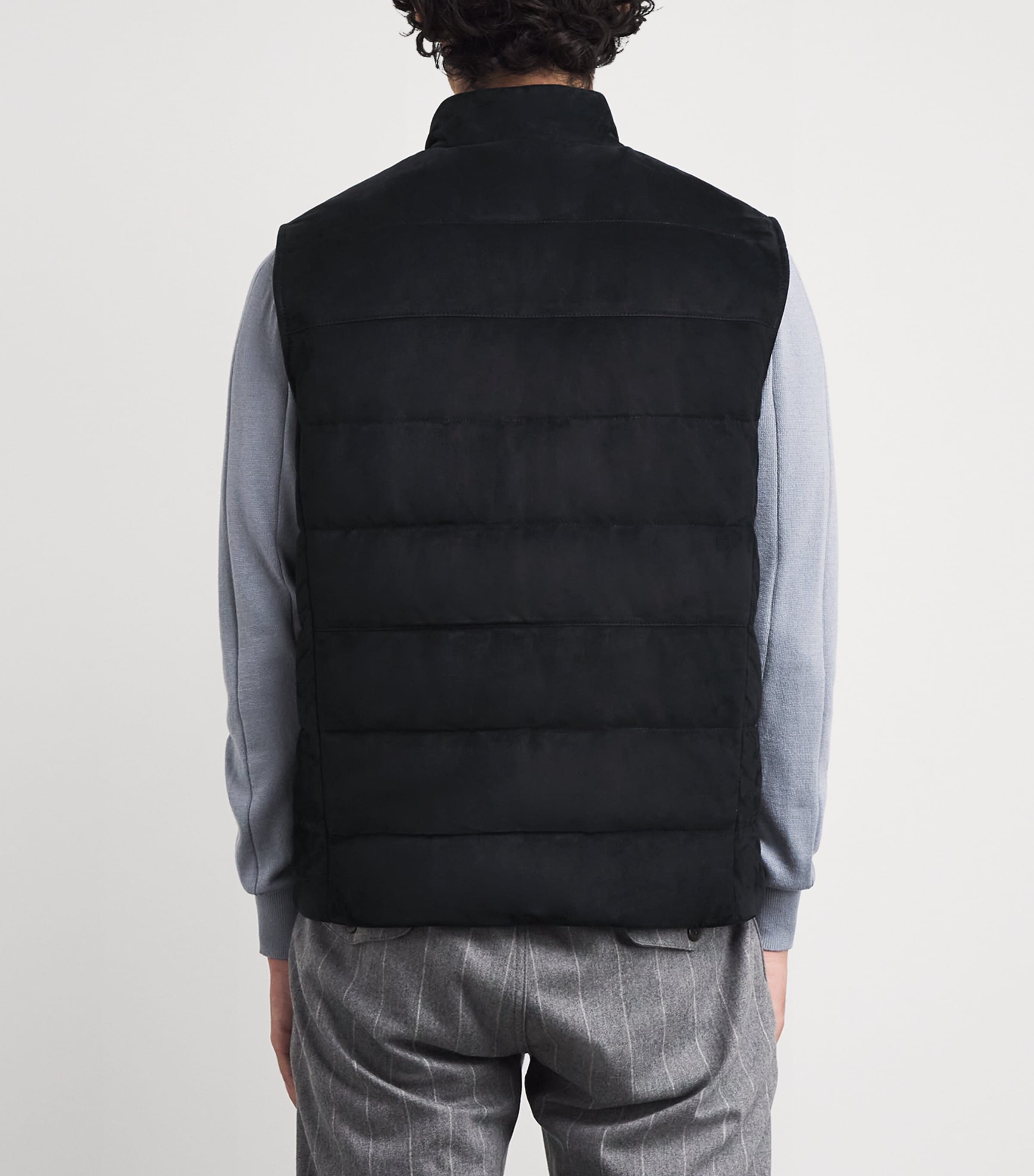 Reversible Down Leather and Wool-Cashmere Gilet BLU, BLU Image 4