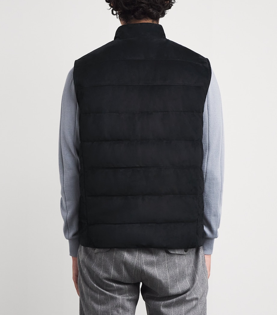 Reversible Down Leather and Wool-Cashmere Gilet BLU, BLU Image 4