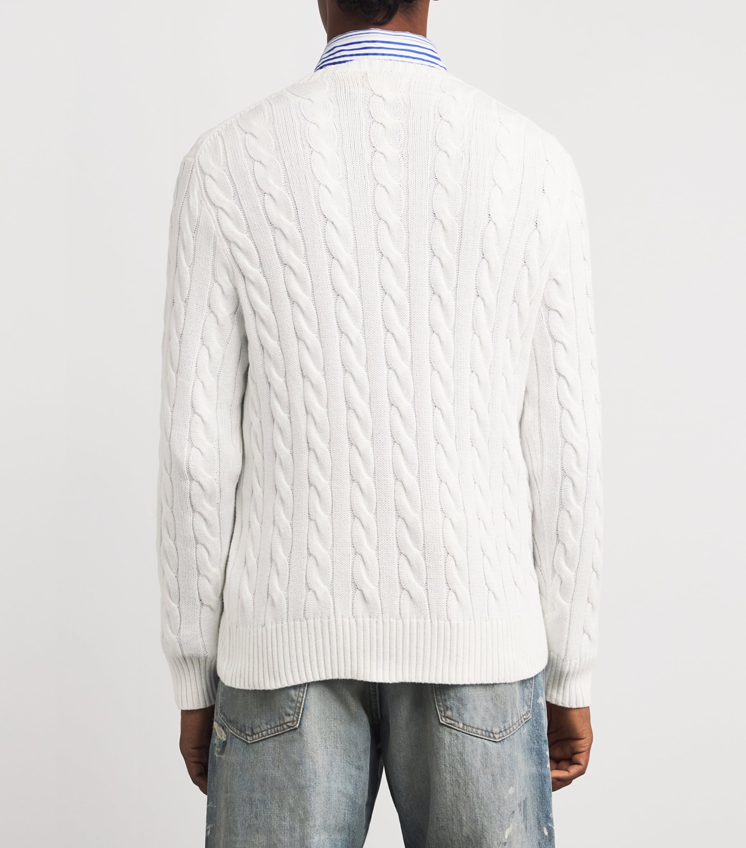 Polo Ralph Lauren Mens Cotton Cable-Knit Sweater White Image 4