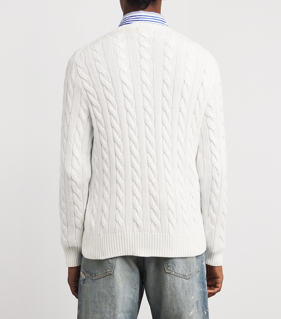Cotton Cable-Knit Sweater WHITE Image 4
