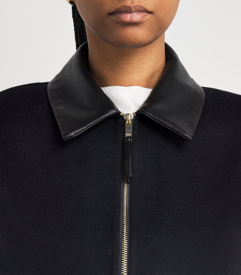 Wool-Blend Collared Jacket NAVY Image 6