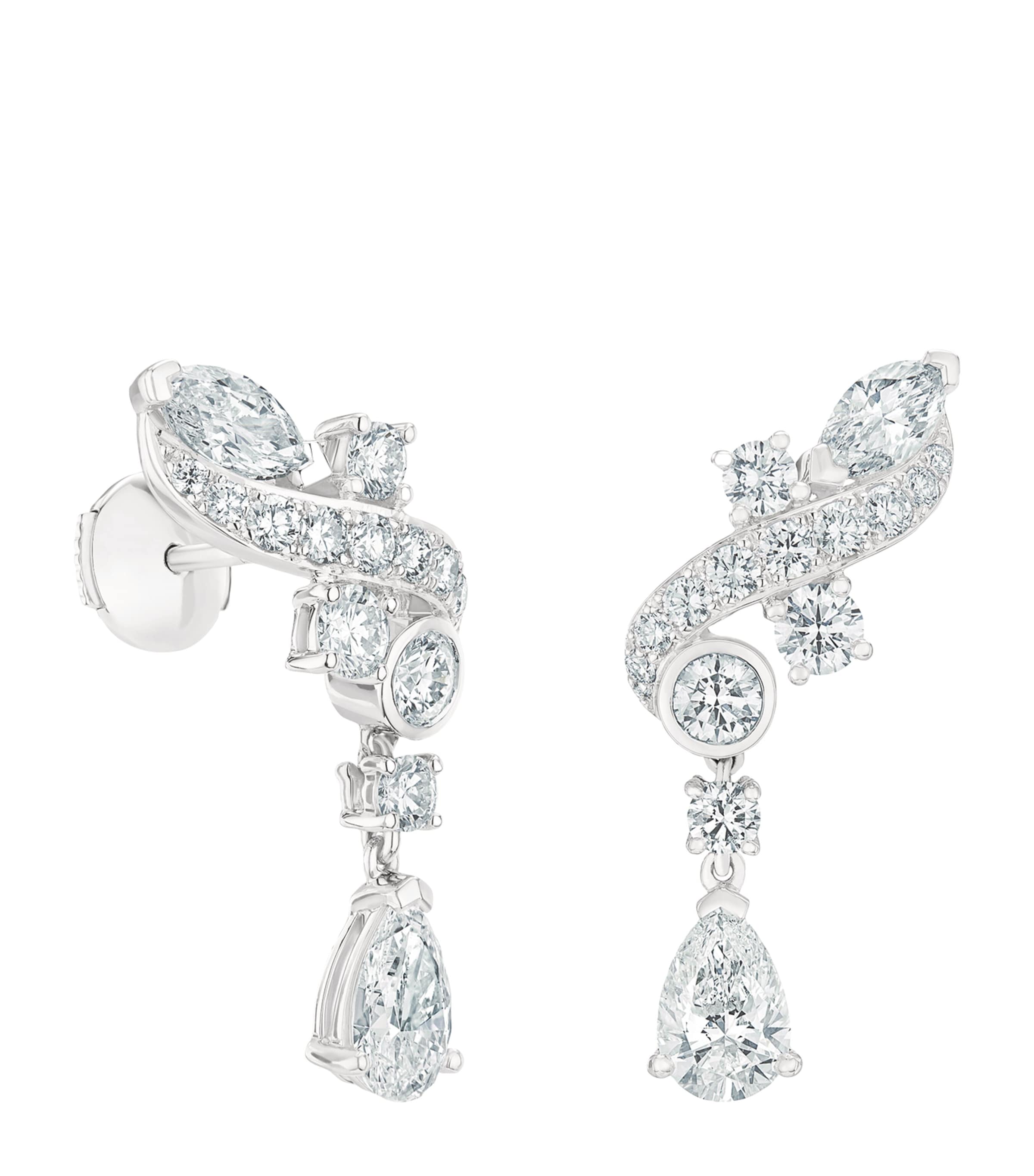 Shop De Beers White Gold And Diamond Adonis Rose Earrings In Silver