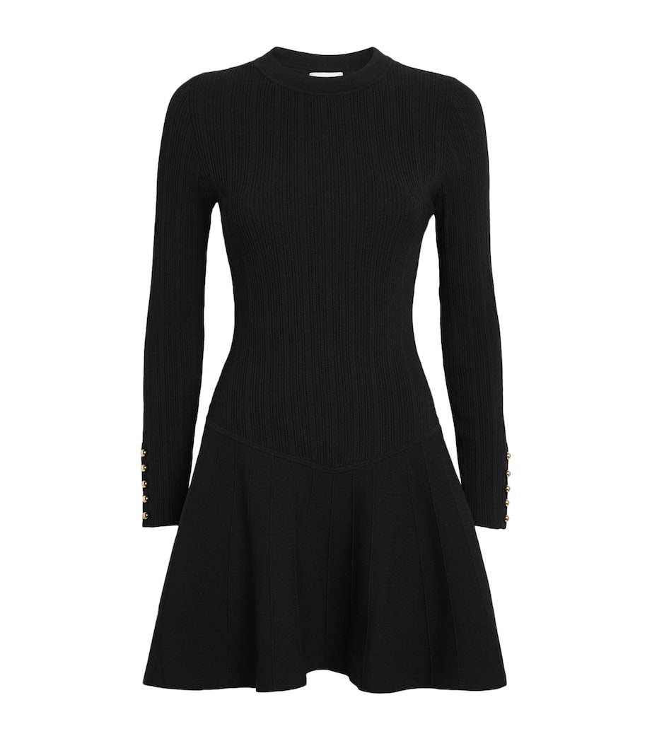 Rib-Knit Mini Dress BLACK Image 1