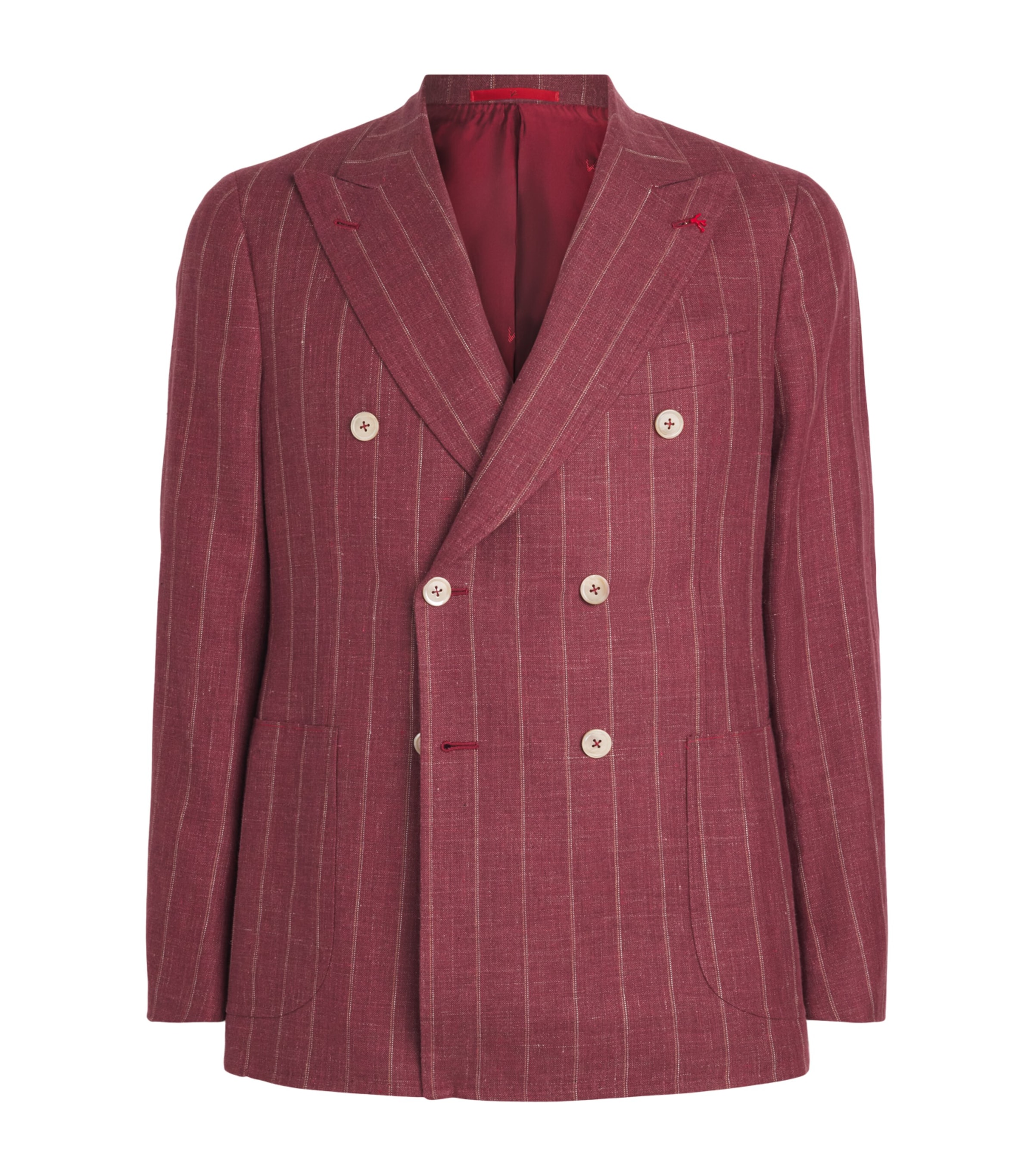 Isaia Mens Linen-Wool Double-Breasted 2-Piece Suit Image 1