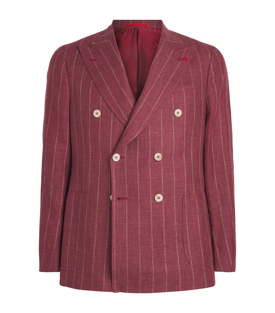 Isaia Mens Linen-Wool Double-Breasted 2-Piece Suit Image 1