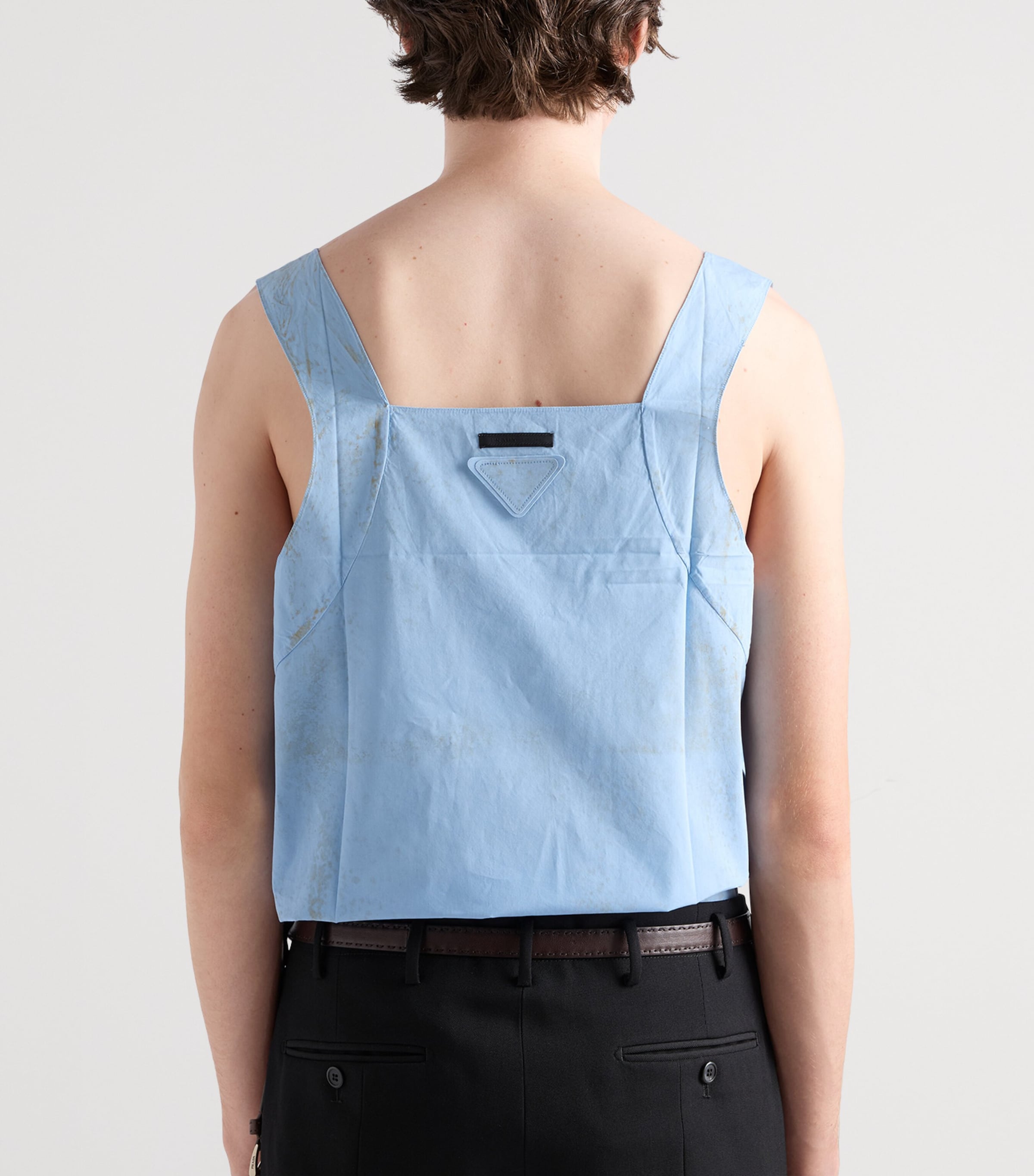 Prada Mens Cotton Square-Neck Top Light Blue Image 5