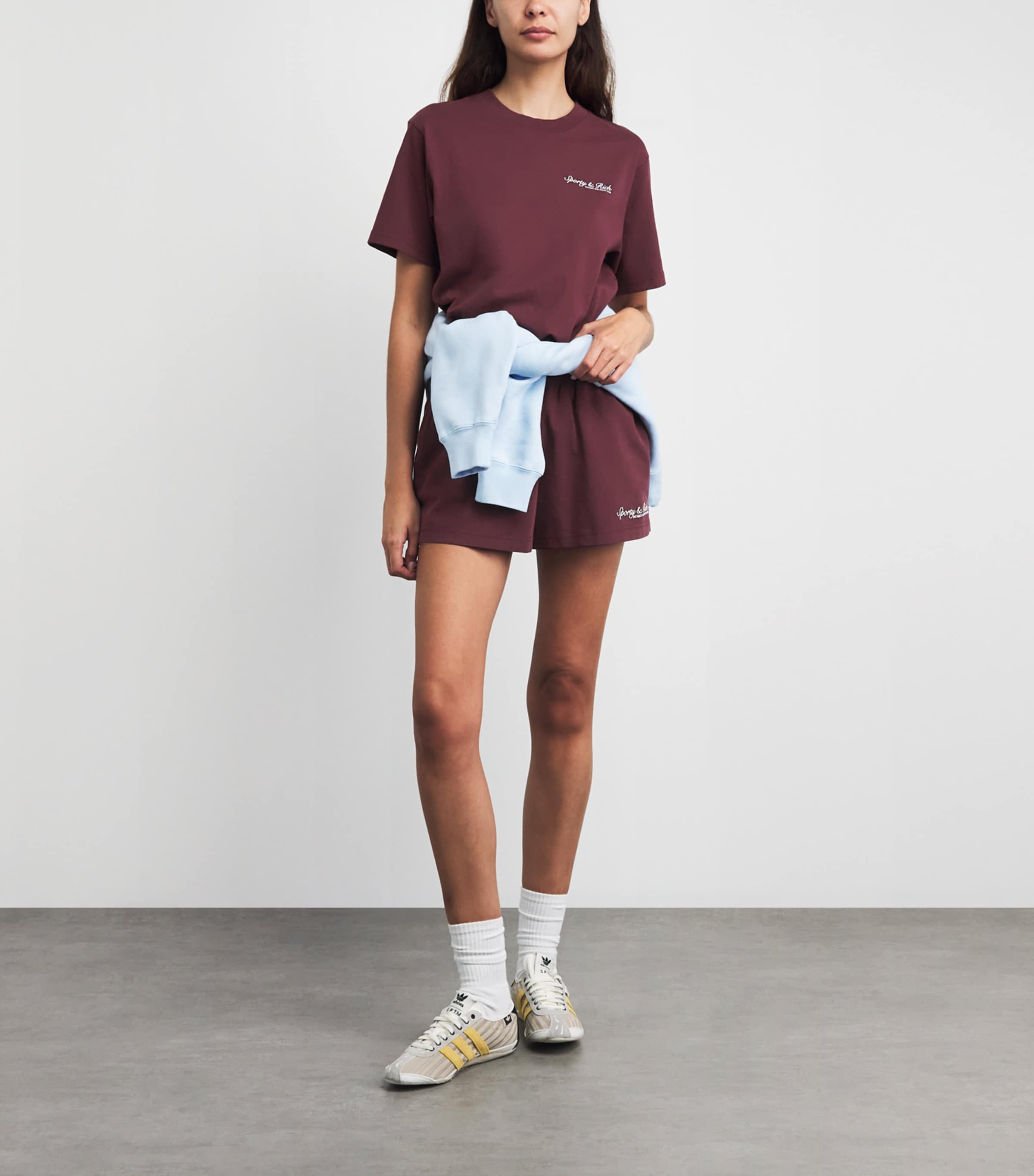Sporty & Rich Womens Cotton Syracuse T-Shirt Bordeaux White Image 2