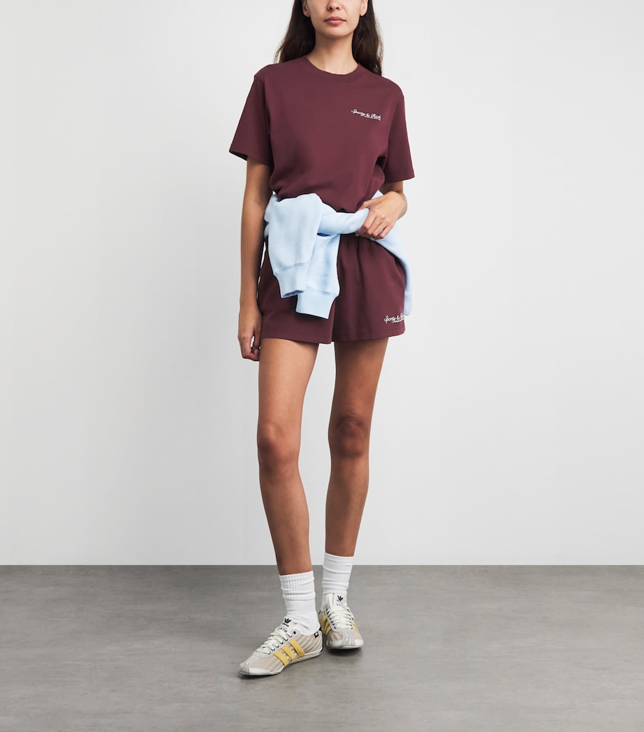 Sporty & Rich Womens Cotton Syracuse T-Shirt Bordeaux White Image 2