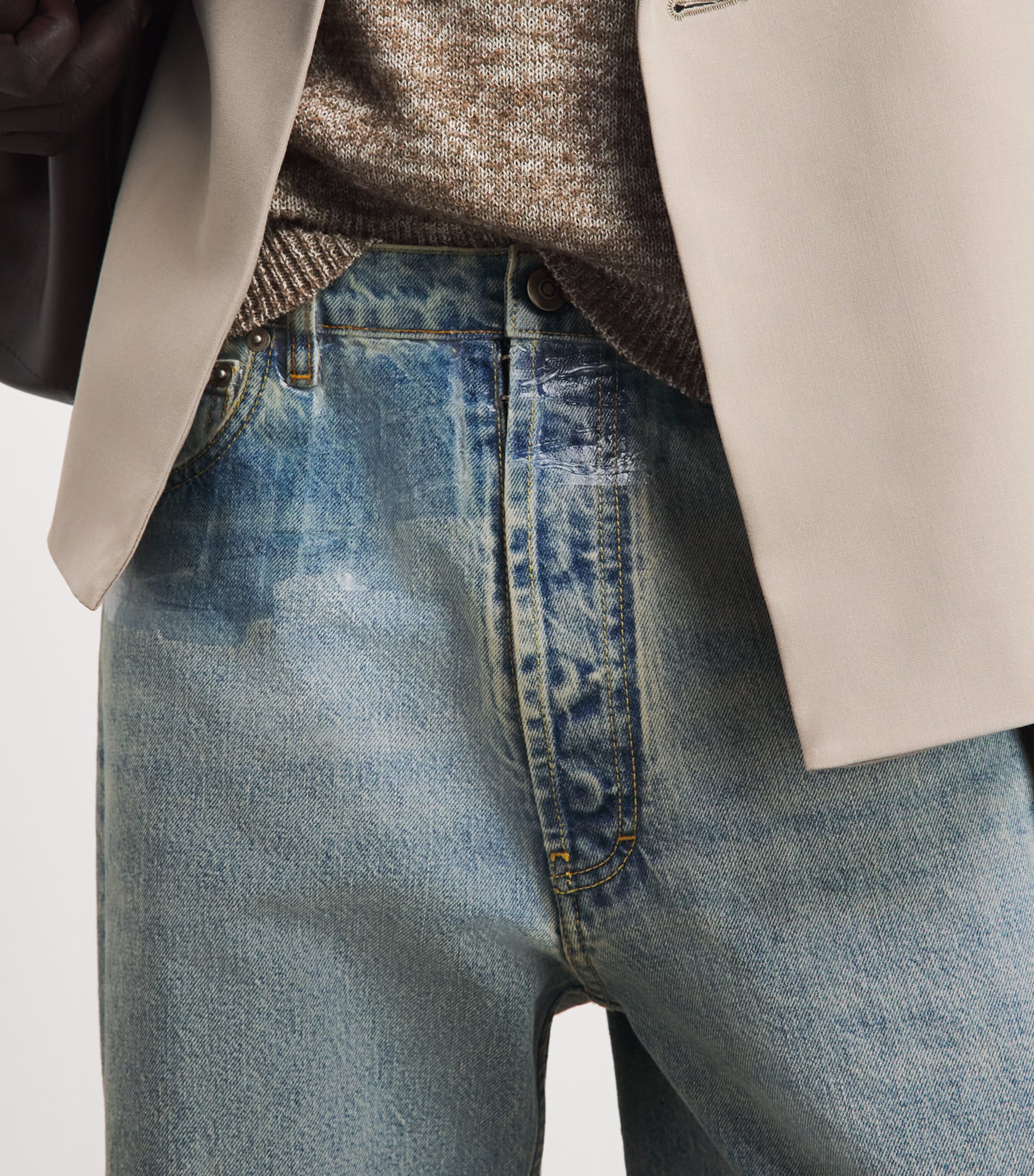 Maison Margiela Mens Wide-Leg Jeans Ice Blue Image 3