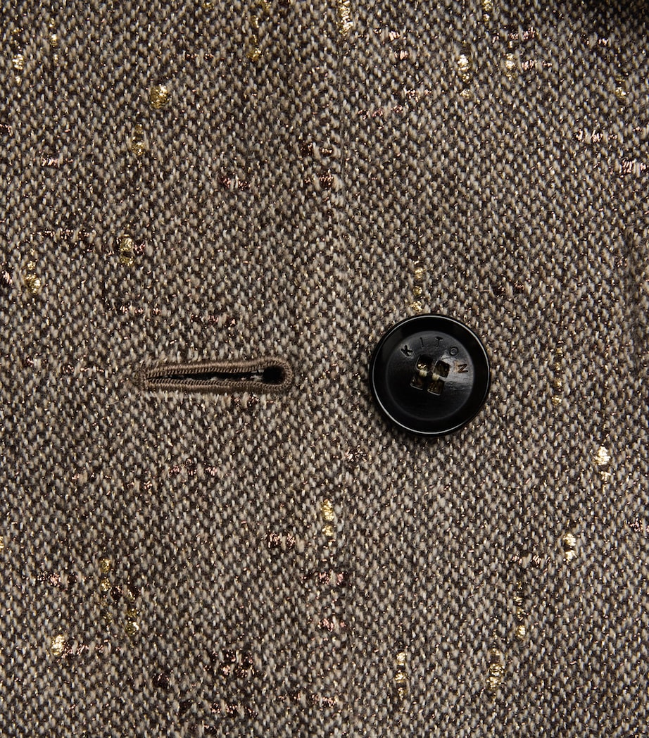 Kiton Womens Virgin Wool-Blend Jacket Light Brown Tweed Image 2