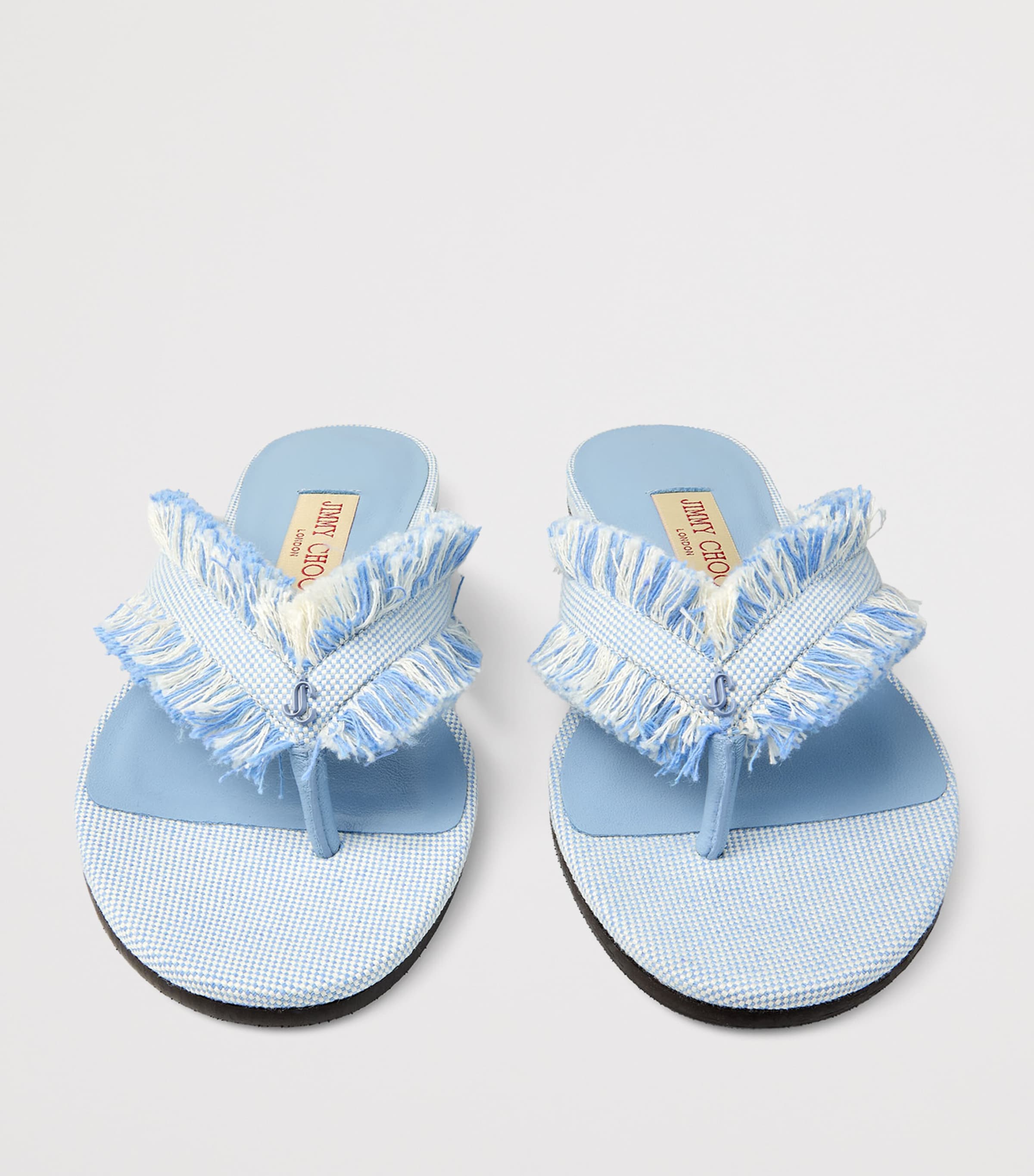 Jimmy Choo Bay Flat Canvas Flip Flops Riviera Blue Mix Image 5