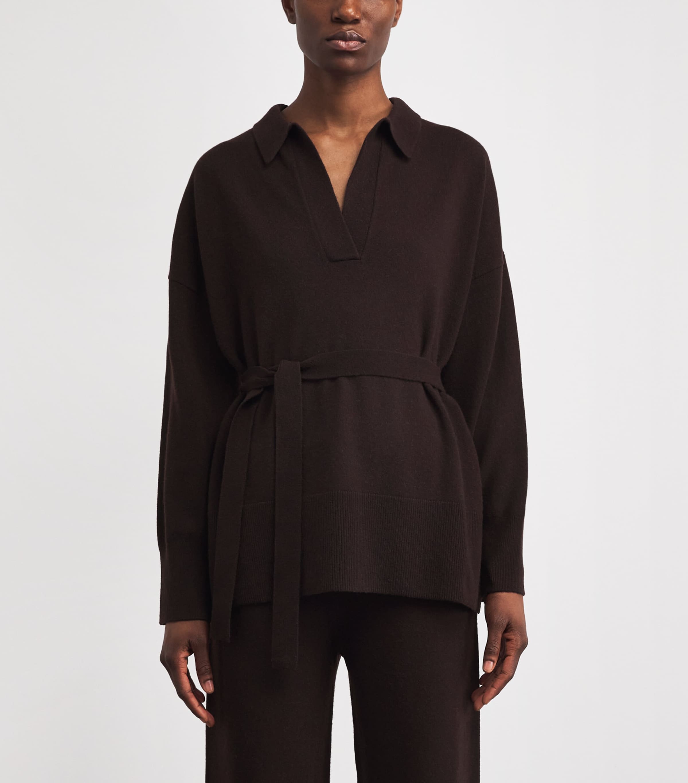 Yves Salomon Womens Merino Wool Belted Sweater Image 4