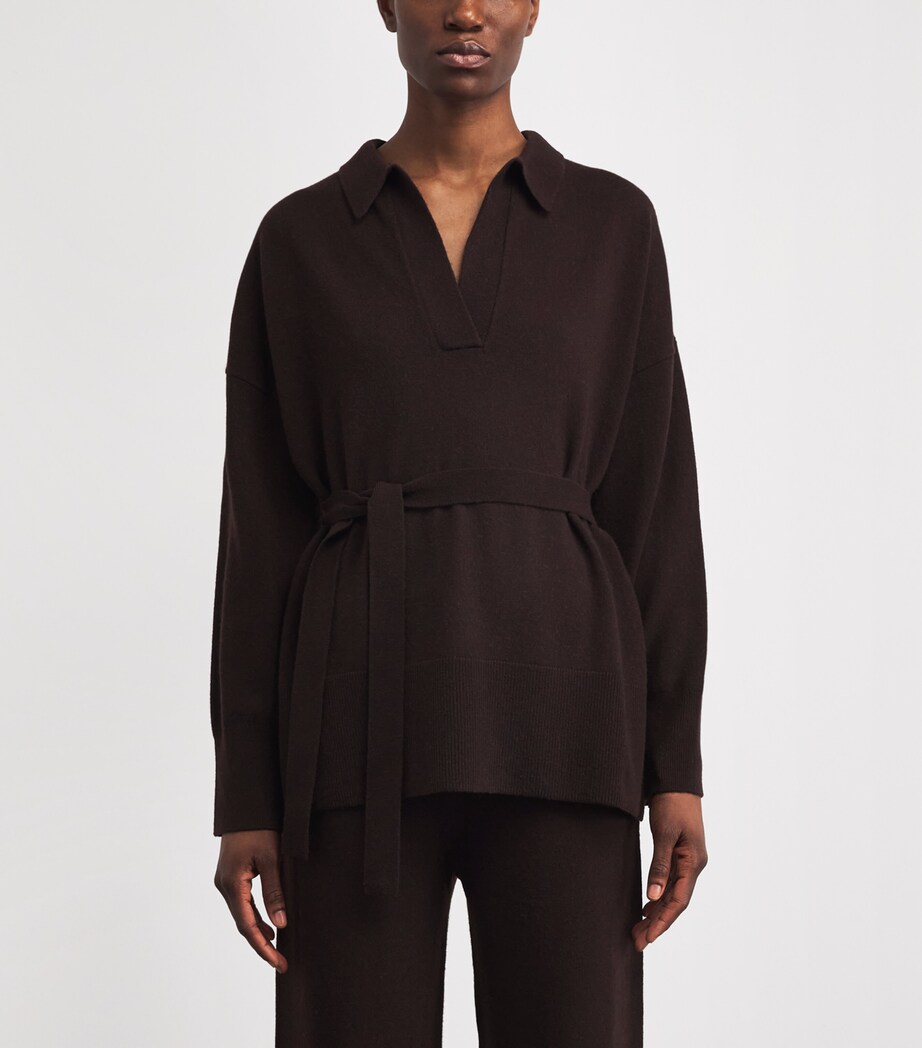 Yves Salomon Womens Merino Wool Belted Sweater Image 4