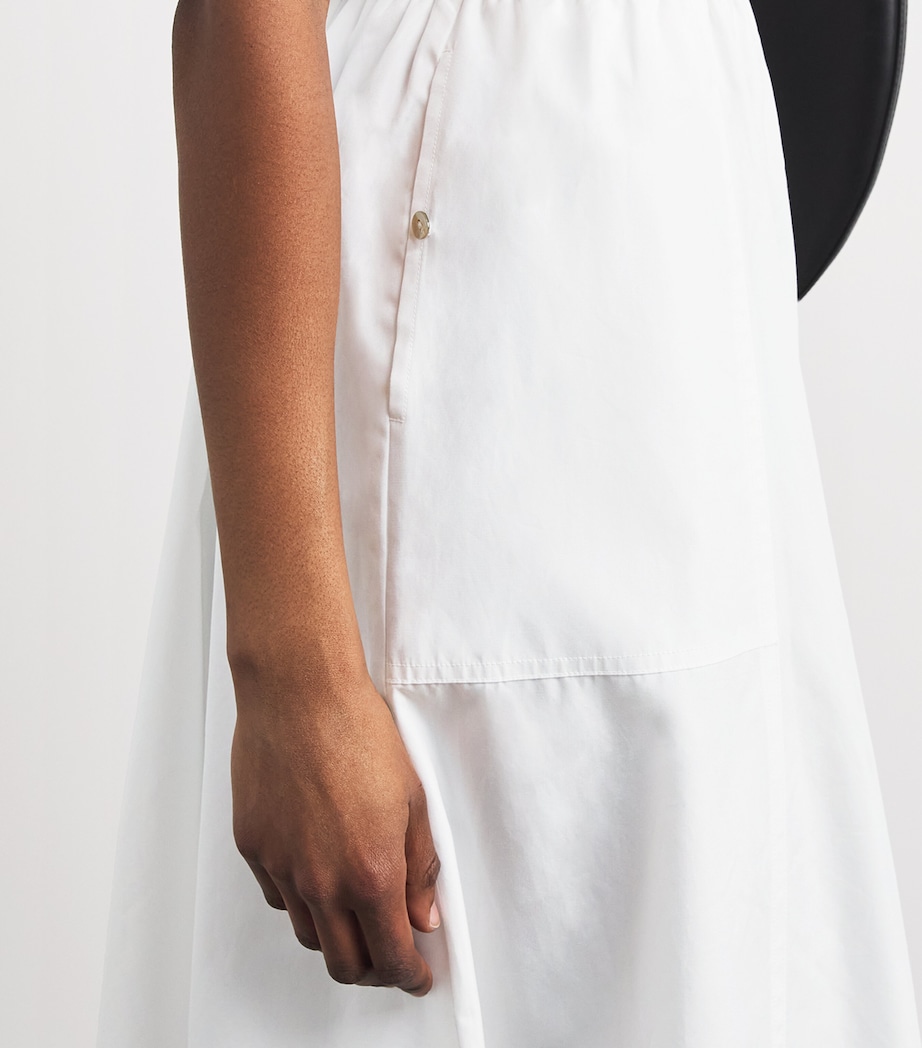 Vince Womens Cotton Scallop-Detail Midi Skirt Optic White Image 3