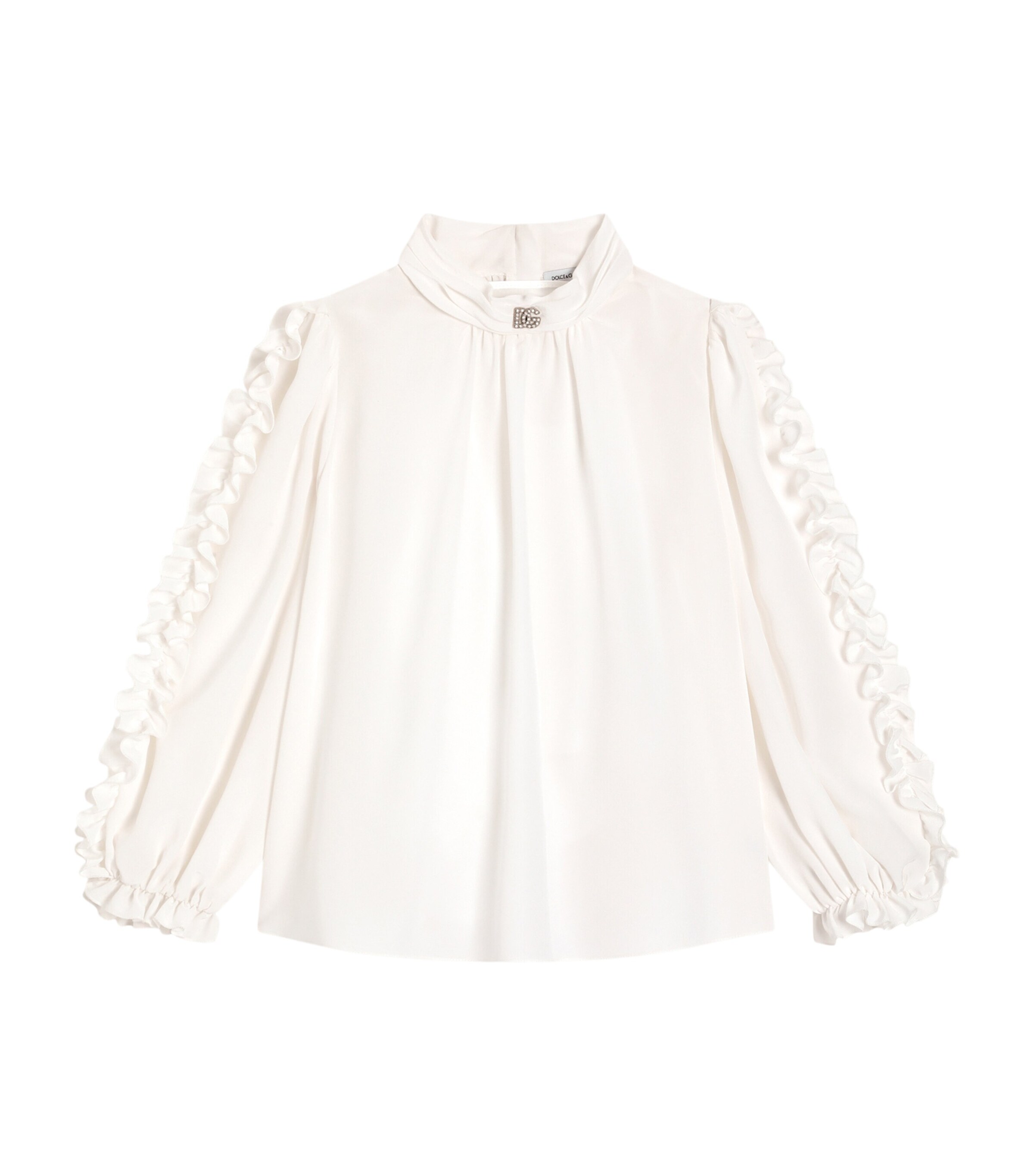 Dolce&Gabbana Kids Silk Ruffled Blouse (8-12+ Years) White Image 1