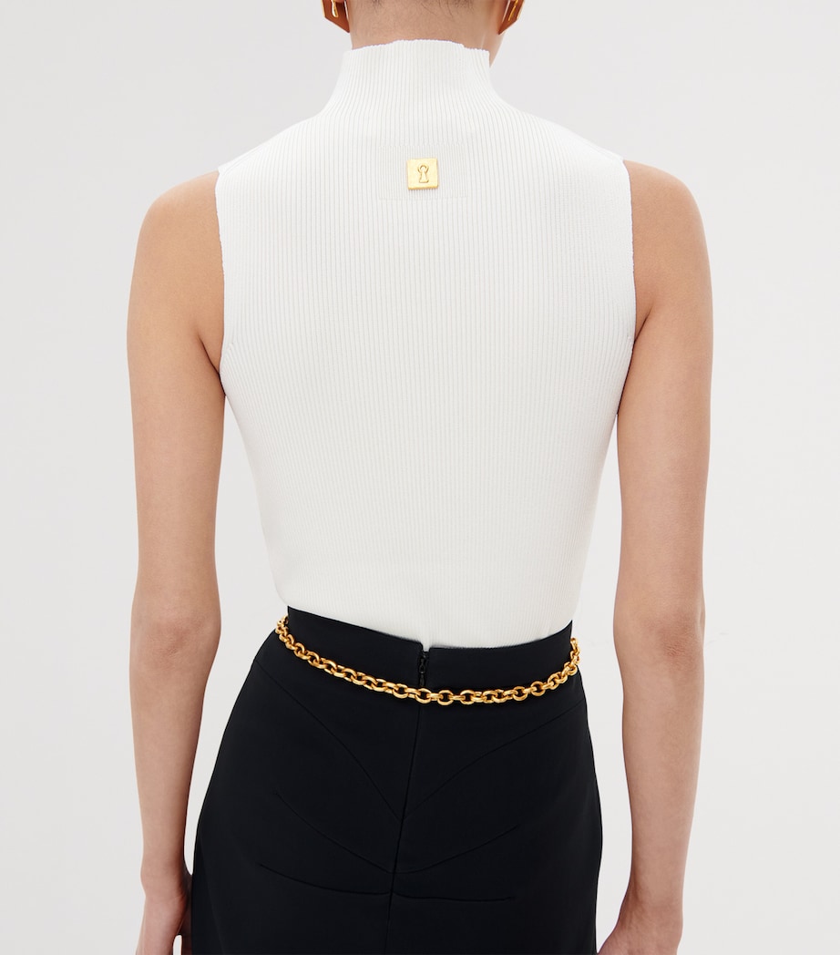 Schiaparelli Womens Keyhole Sleeveless Sweater Ecru Image 4