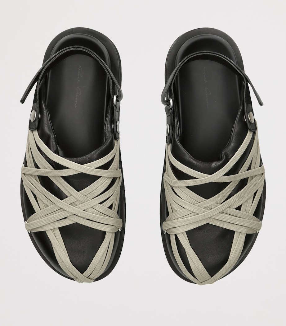 Rick Owens Leather Padded Megalace Mules Blk/other Image 3