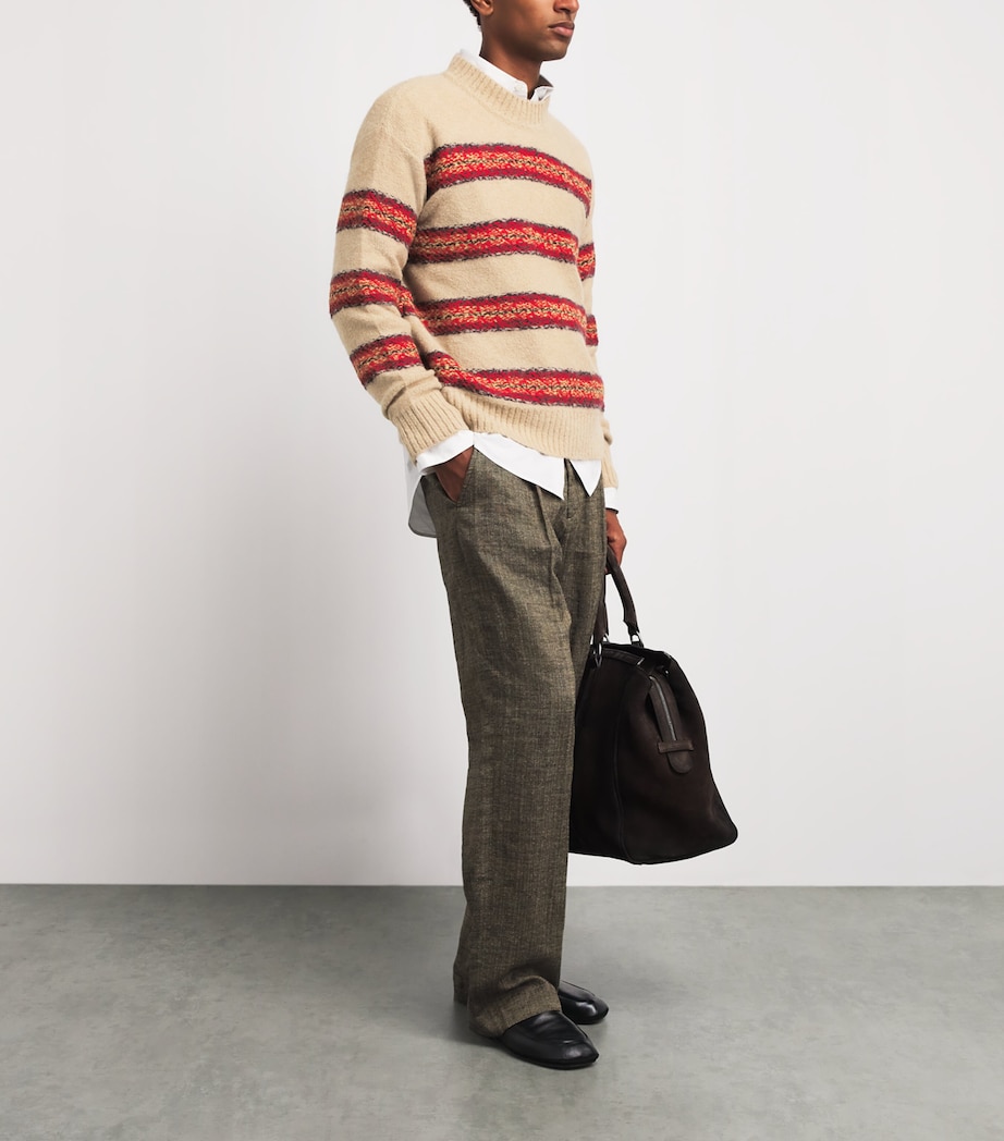 DRIES VAN NOTEN Mens Alpaca-Wool-Blend Stripe Sweater Image 2