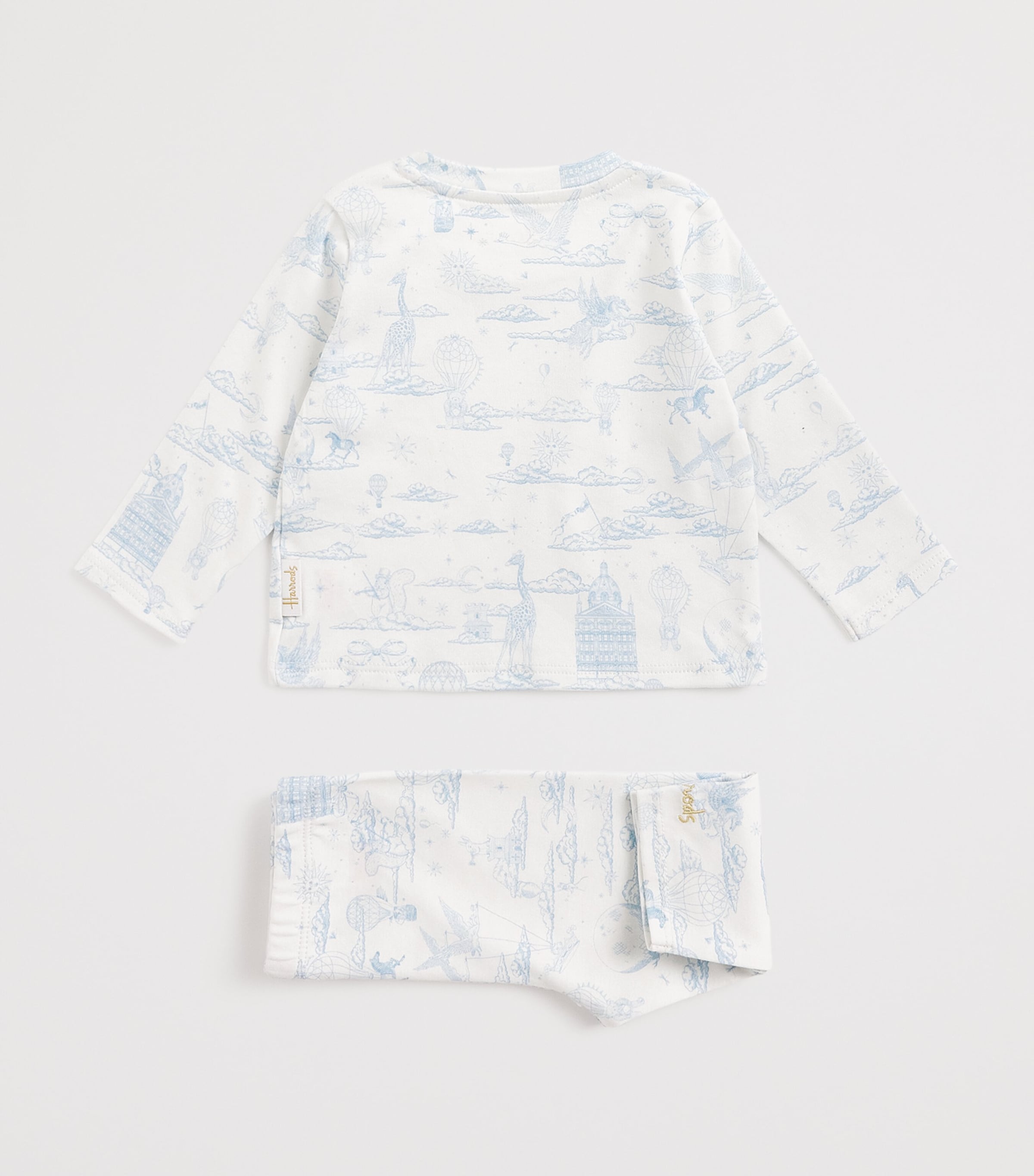 Pima Cotton Balloon Top and Trousers Set (0-18 Months) BLUE Image 2