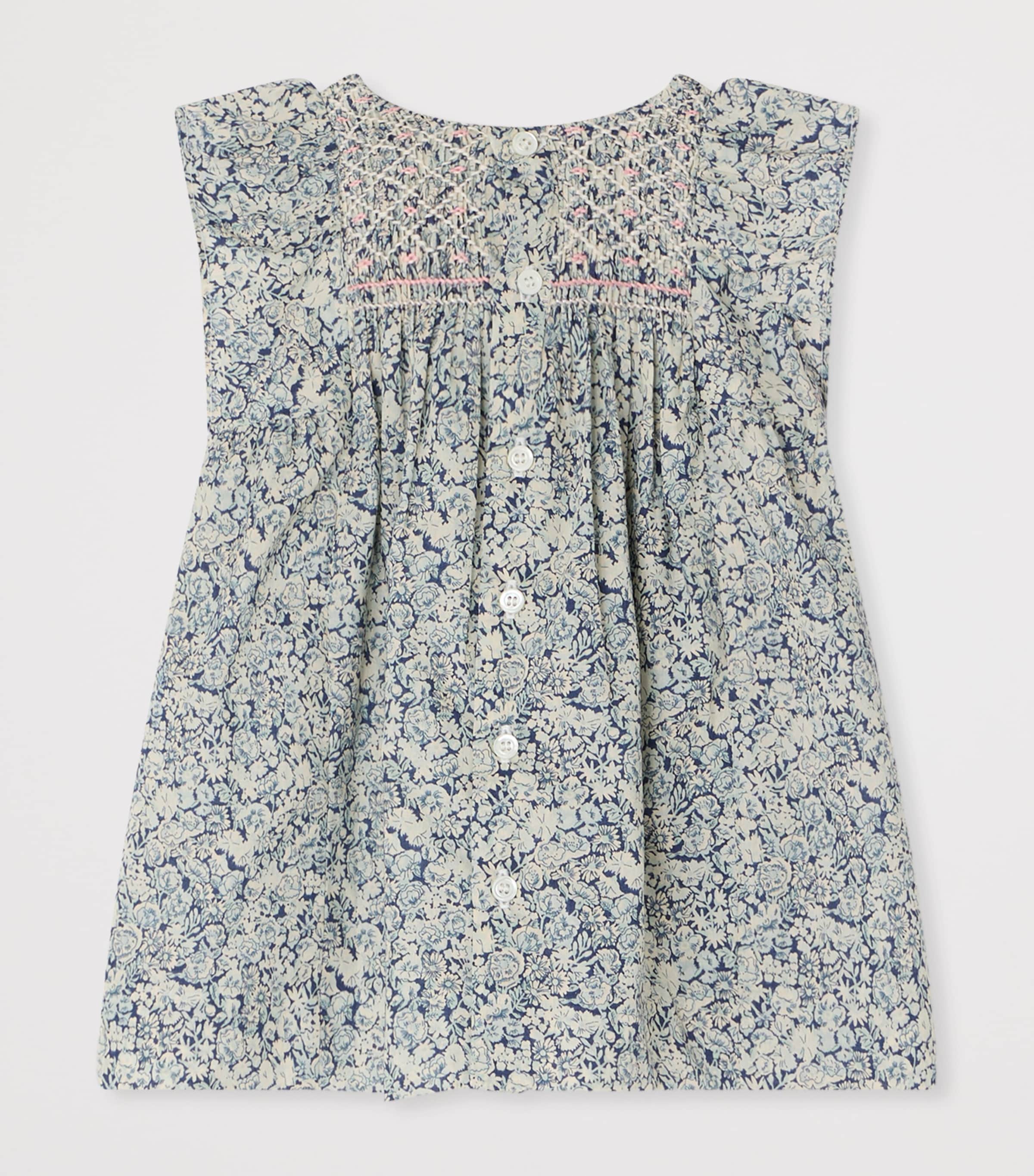 Bonpoint Cotton Floral Print Smocked Dress (6-18 Months) Fl Bleu De Prusse Image 2