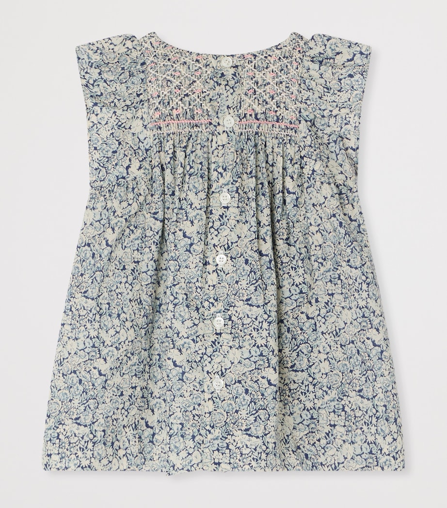 Bonpoint Cotton Floral Print Smocked Dress (6-18 Months) Fl Bleu De Prusse Image 2