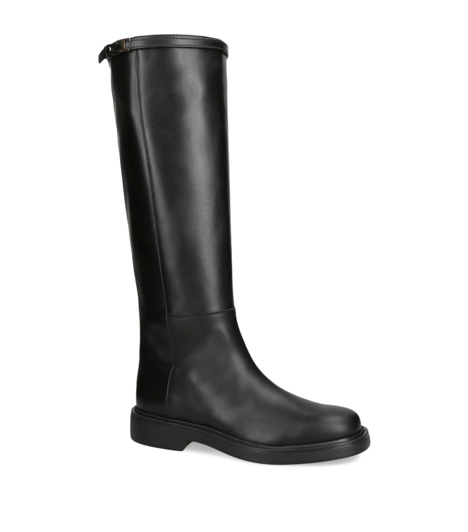 Leather Knee-High Boots BLACK Image 1