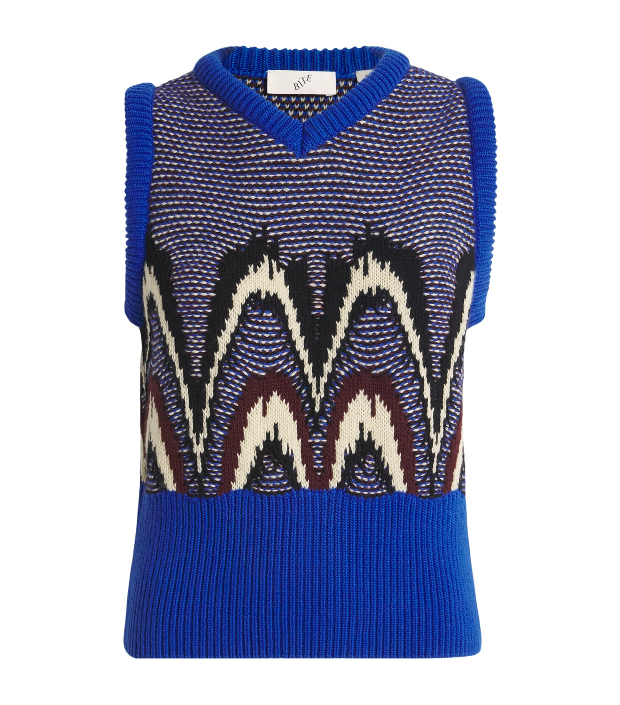 Bite Studios Neon Jacquard Sweater Vest In Blue