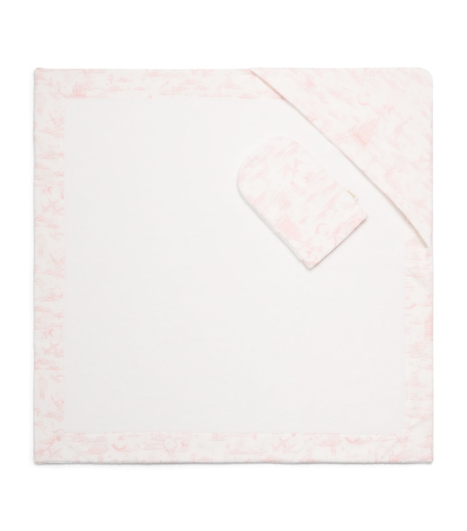 Organic Cotton Hooded Towel and Wash Mitt Set (70cm x 70cm) PINK Image 3