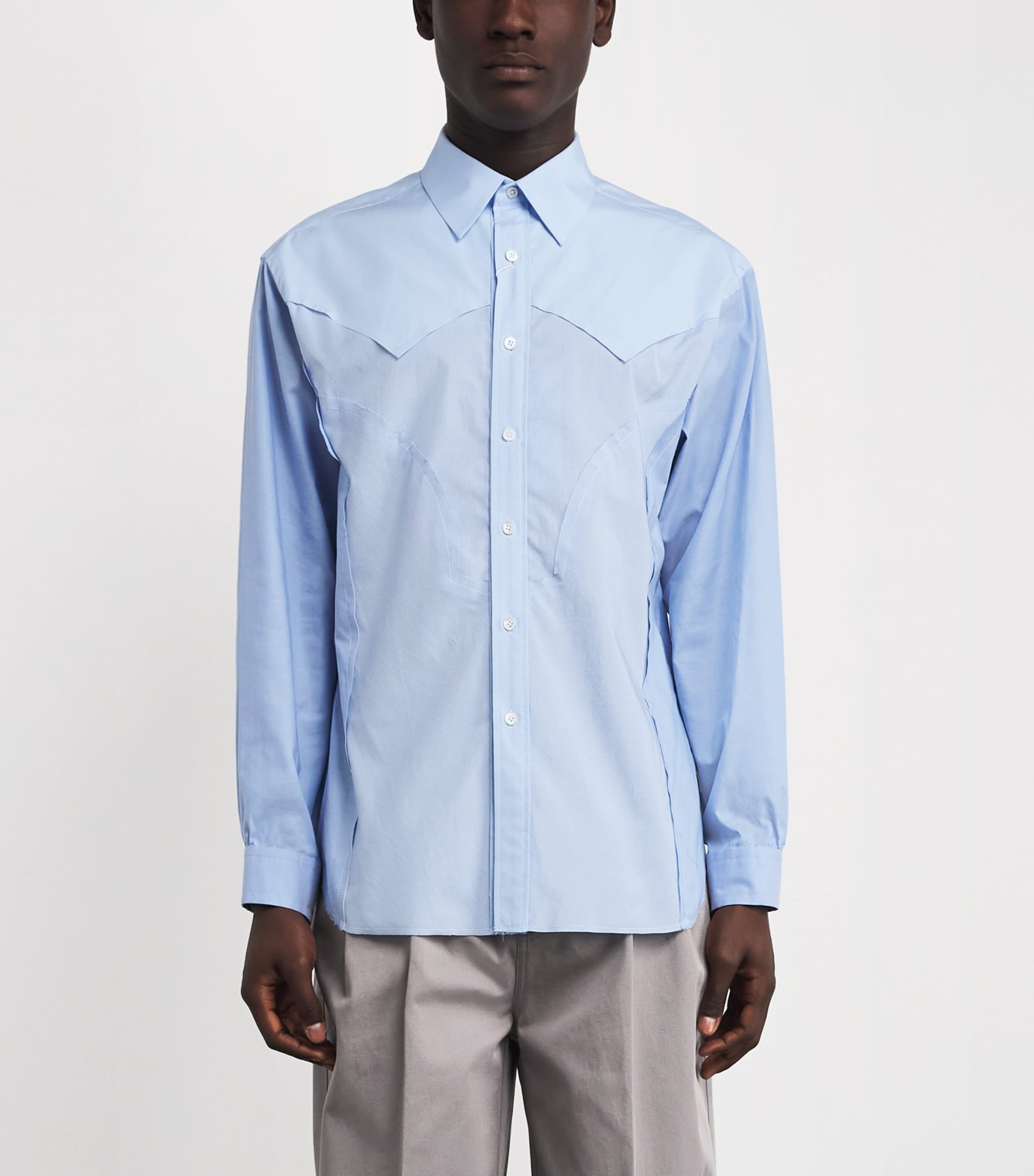 Maison Margiela Mens Cotton Panel Shirt Ciel Image 3
