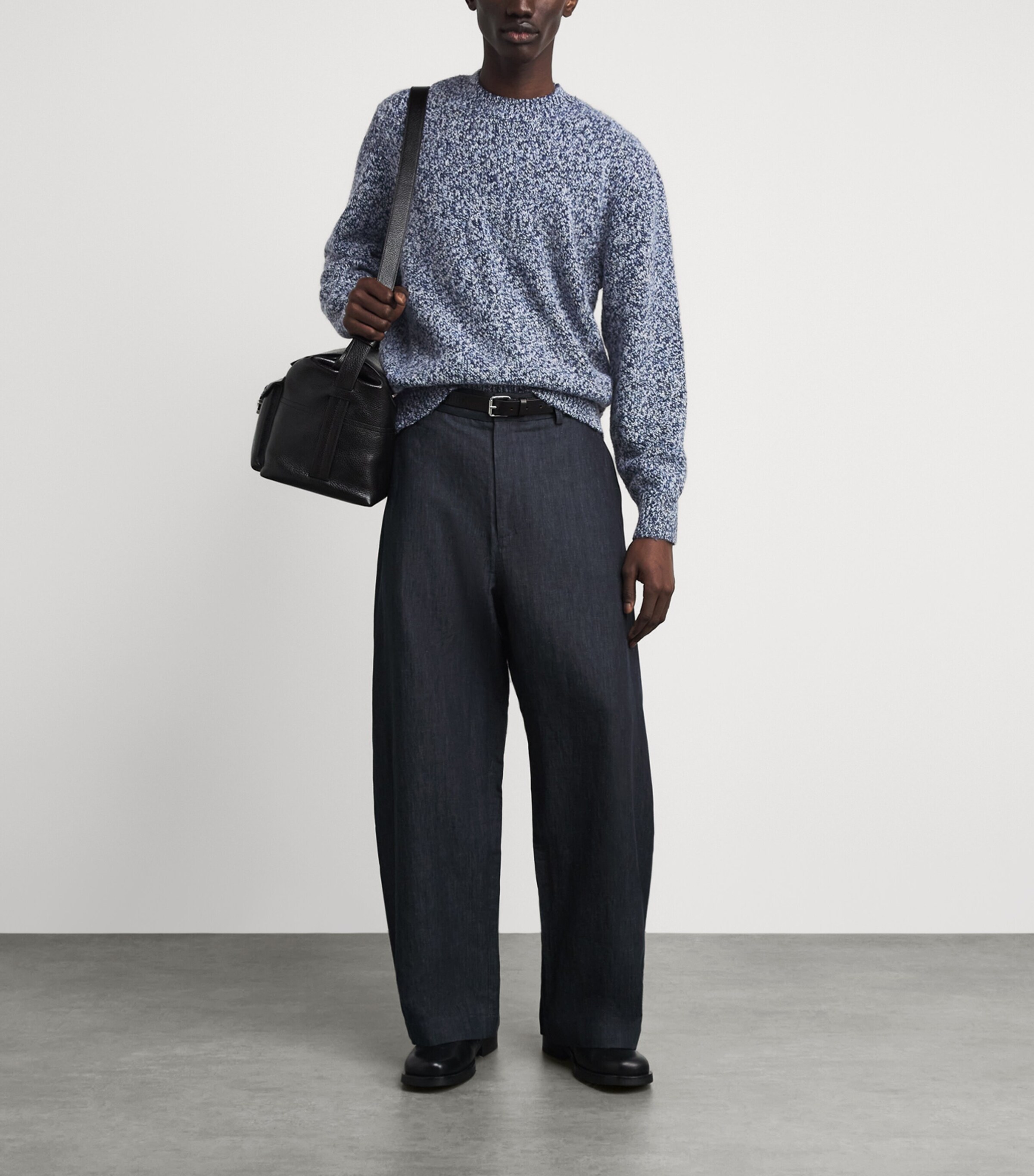 Won Hundred Mens Twisted Yarn Knitted Sweater Blue Indigo Comb. Image 2