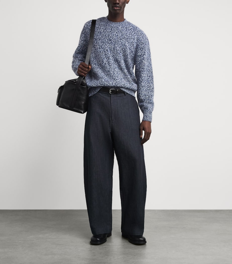 Won Hundred Mens Twisted Yarn Knitted Sweater Blue Indigo Comb. Image 2