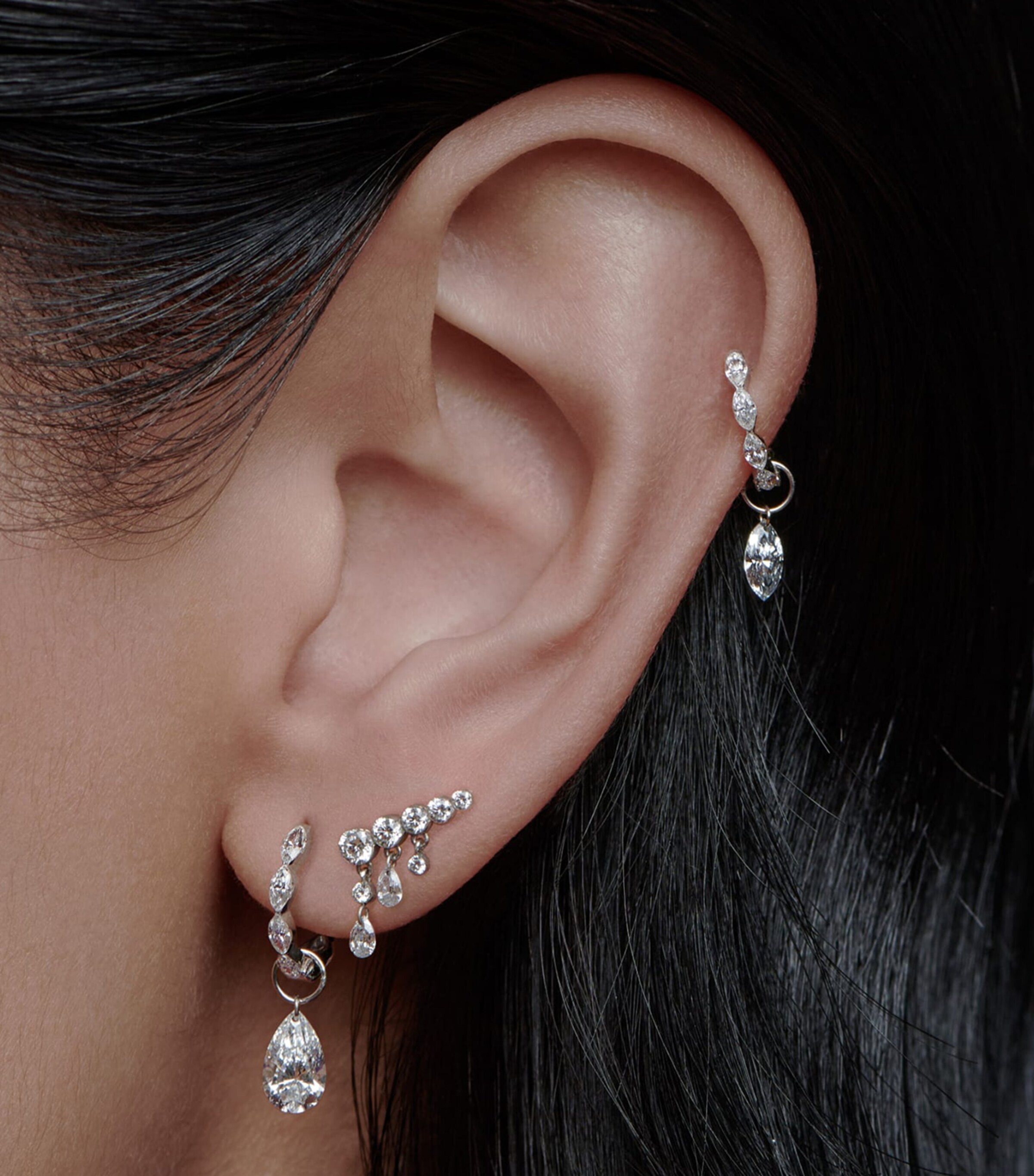 Pear Floating Diamond Charm (7mm) WHITE GOLD Image 3