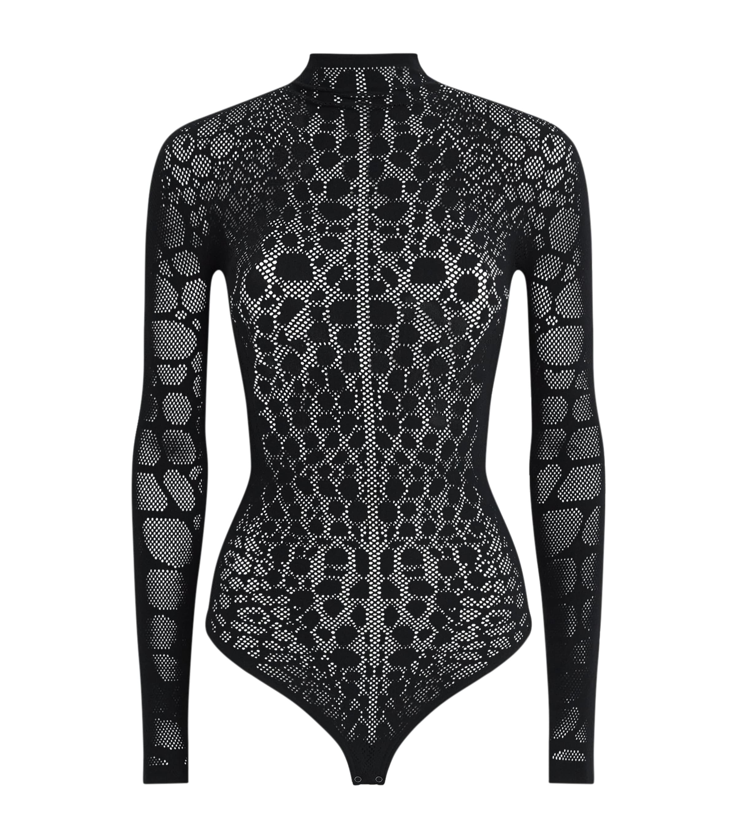 Wolford Reptile Net Bodysuit In Black