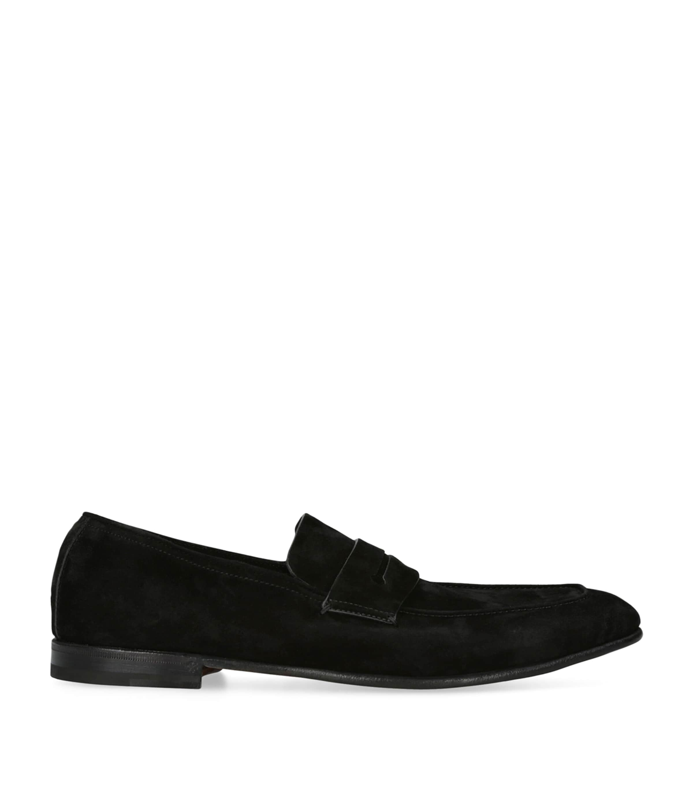 Zegna Suede L'asola Loafers In Black